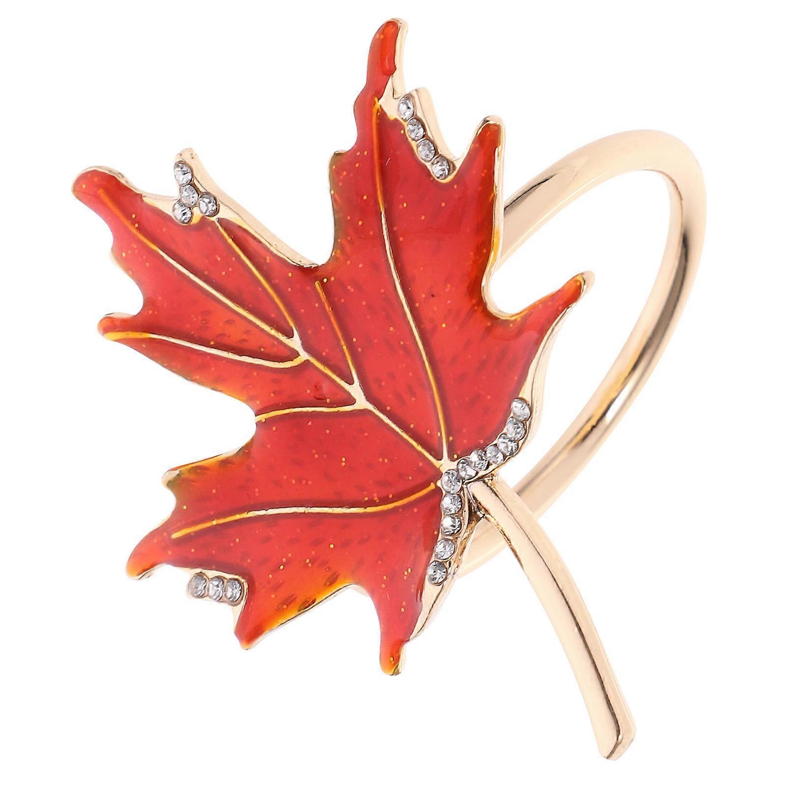 Metal Napkin Rings Maple Leaf Design for Dinner Table 5Pcs