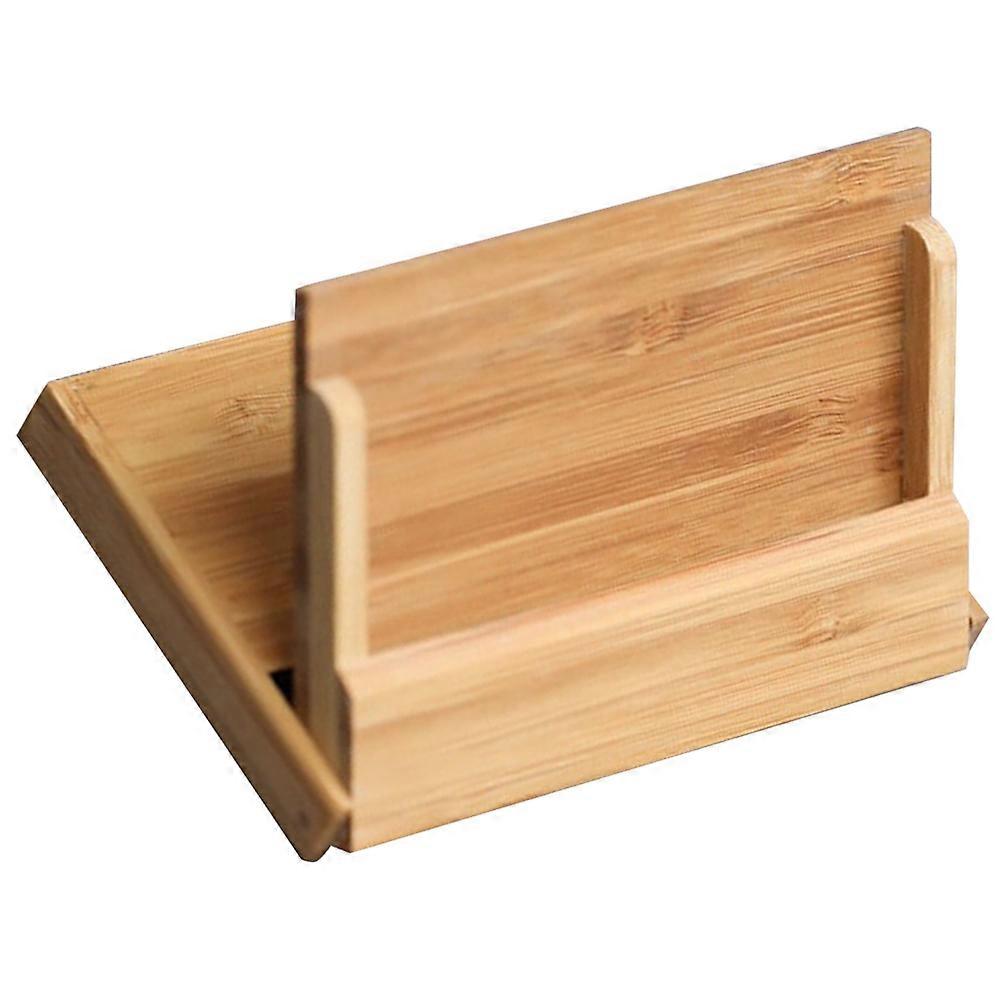 Business Card Display Holder Wood for Storage Use 2Pcs Khaki Set