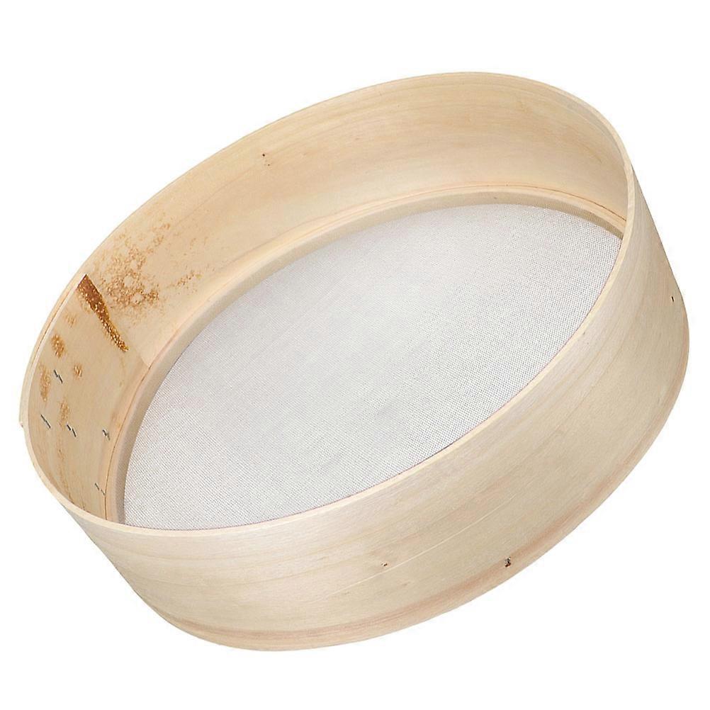 Fine Mesh Wooden Flour Sifter for Kitchen Cooking Baking 1Set Khaki Color Portable Design