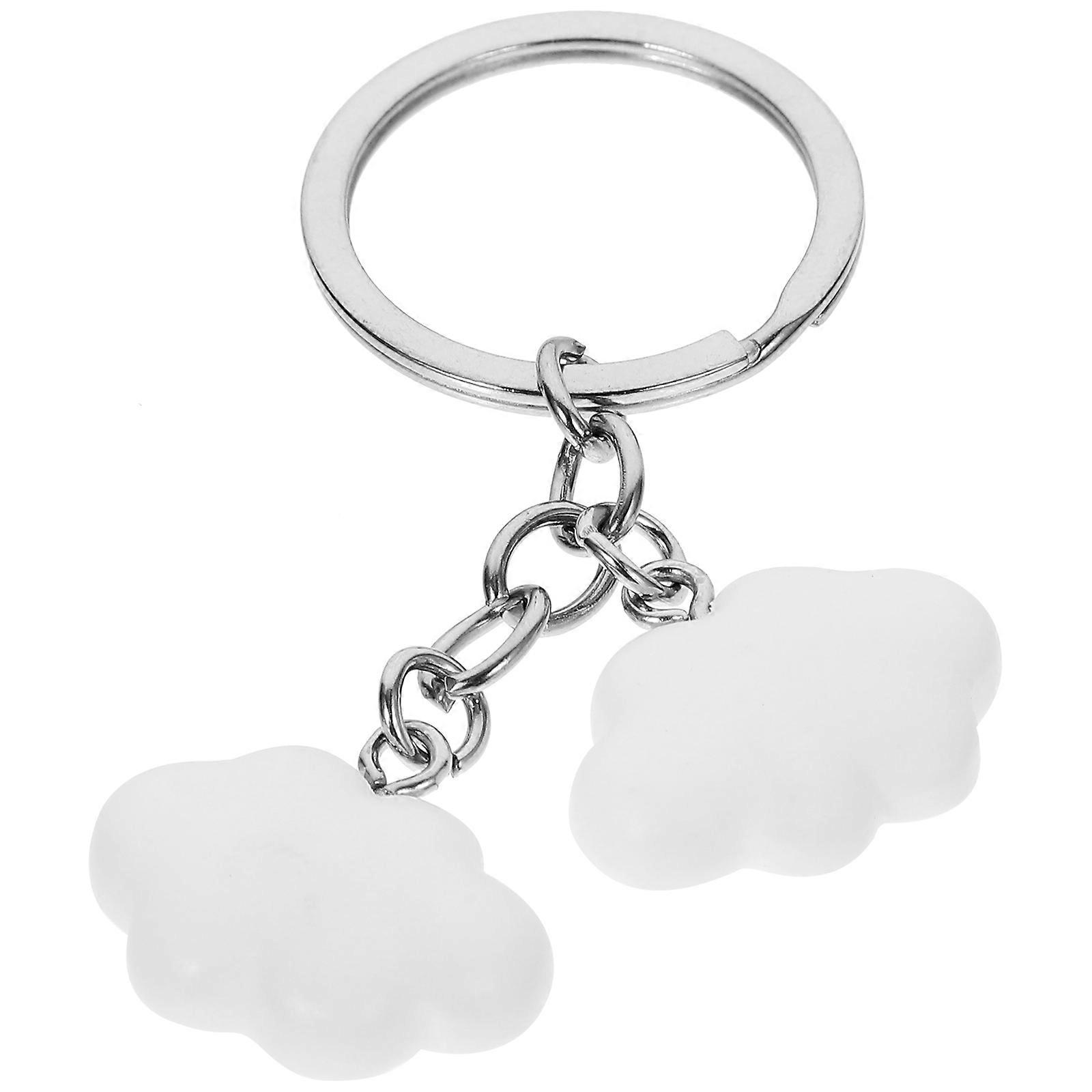 Cloud Metal Keychain Key Ring for Purse Decoration 2Pcs Silver Set