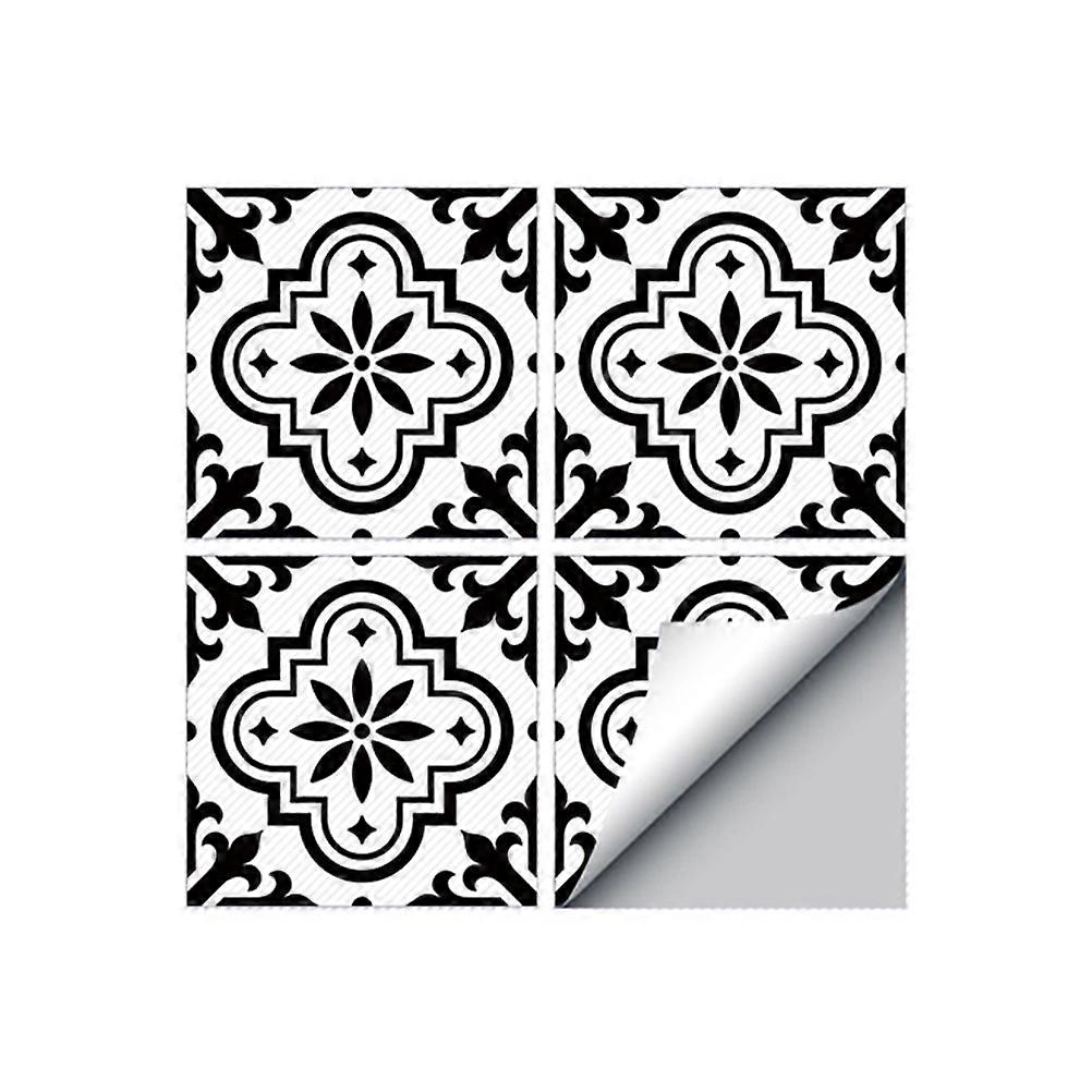 Flower Pattern Tile Stickers for DIY Anti-Slip Floor 4Pcs Pack