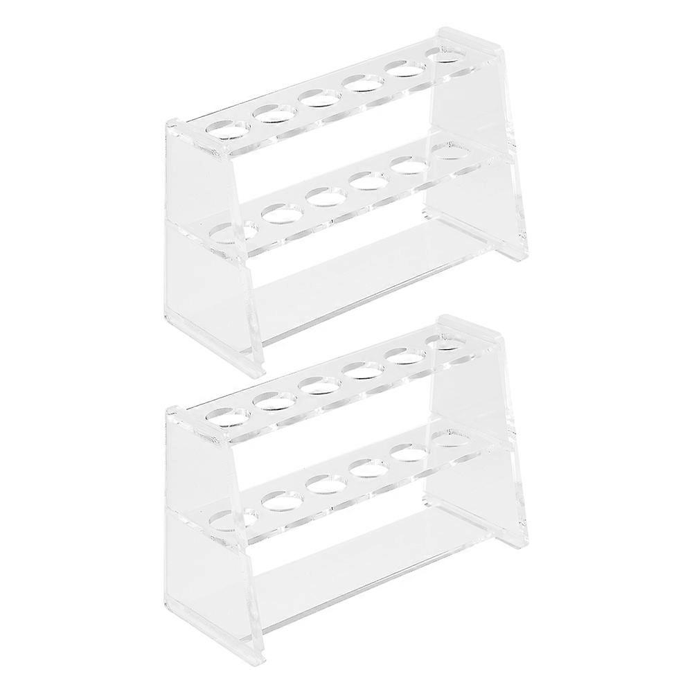 2Pcs Transparent Acrylic Test Tube Rack for Experiment Use Dual-Layer Holder