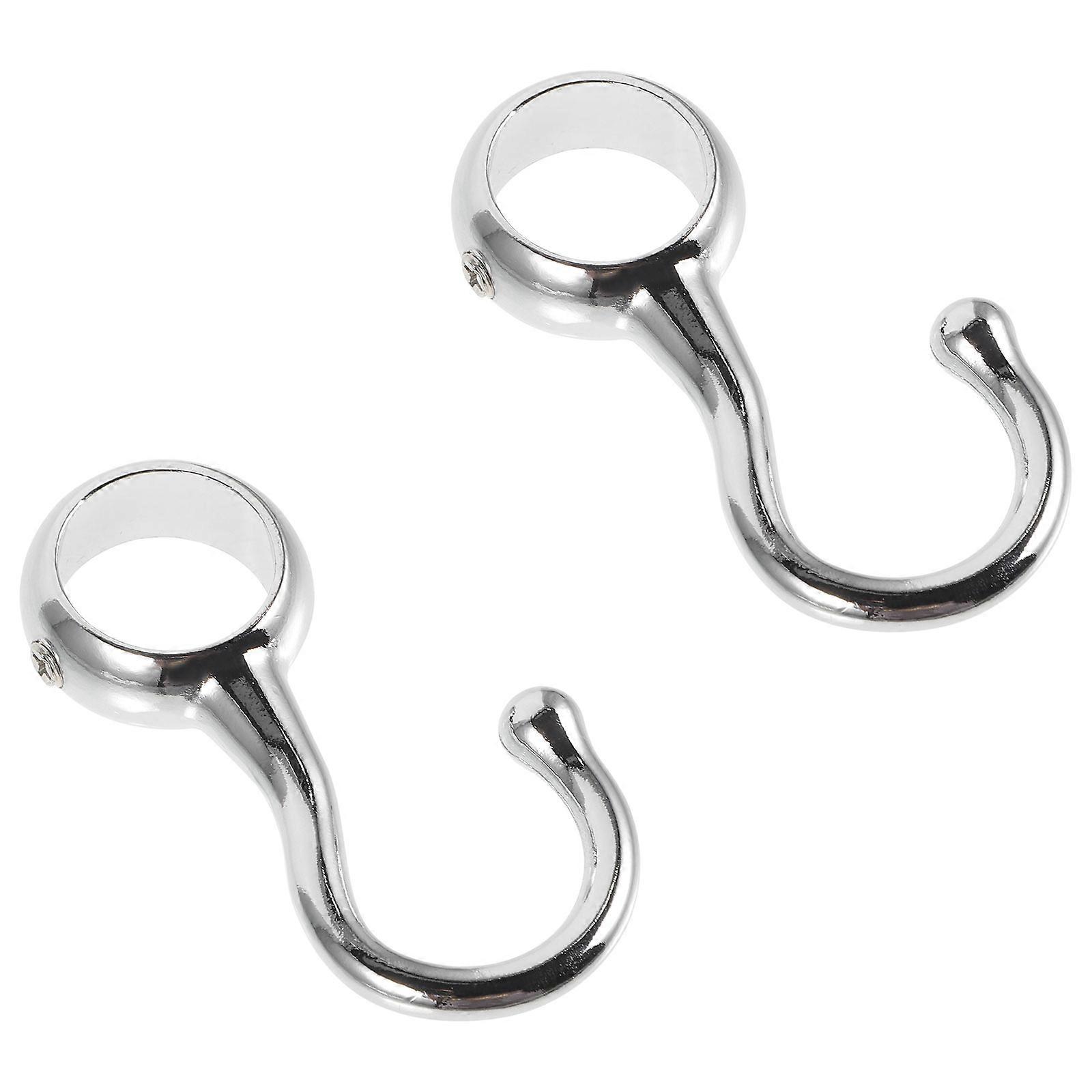 Positioning Hooks For Curtain Rods And Clothes Drying Rods 4 Pcs Silver Round Zinc Alloy Design