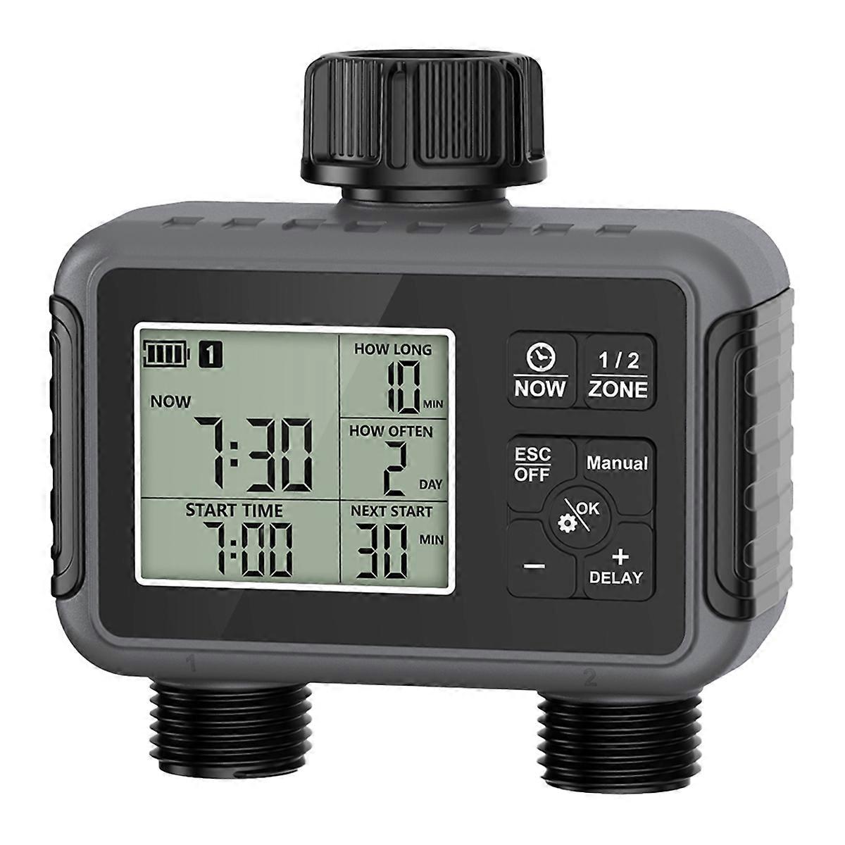 Smart Water Timer Intelligent 2 Outlet Irrigation Watering System Sprinkler Timer Garden Programmer