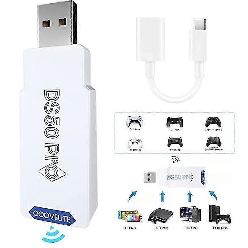 Coov Ds50 Pro Converter for Ps5/ps4/x1s/ns Pro Controllers Suitable for Playing Games on Ps4/ps3/switch/lite/pc Consoles