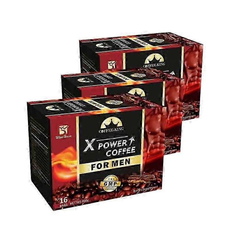 X Power Coffee for Men with Ginseng and Maca to Relieve Stress, Boost Energy and Libido - 16 Sachets per Box