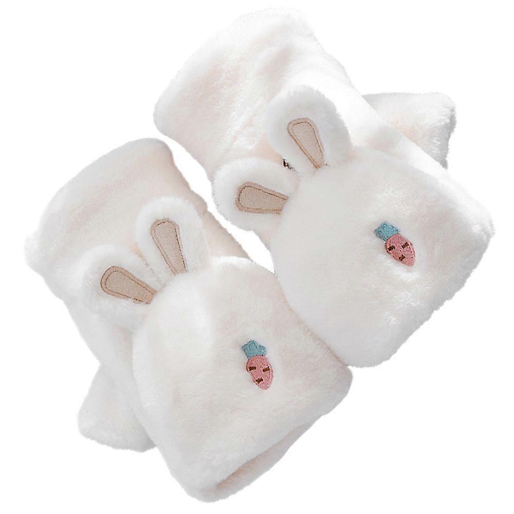 Rabbit Ear Gloves 1Pair White Polyester Convenient Hand Gloves for Protection