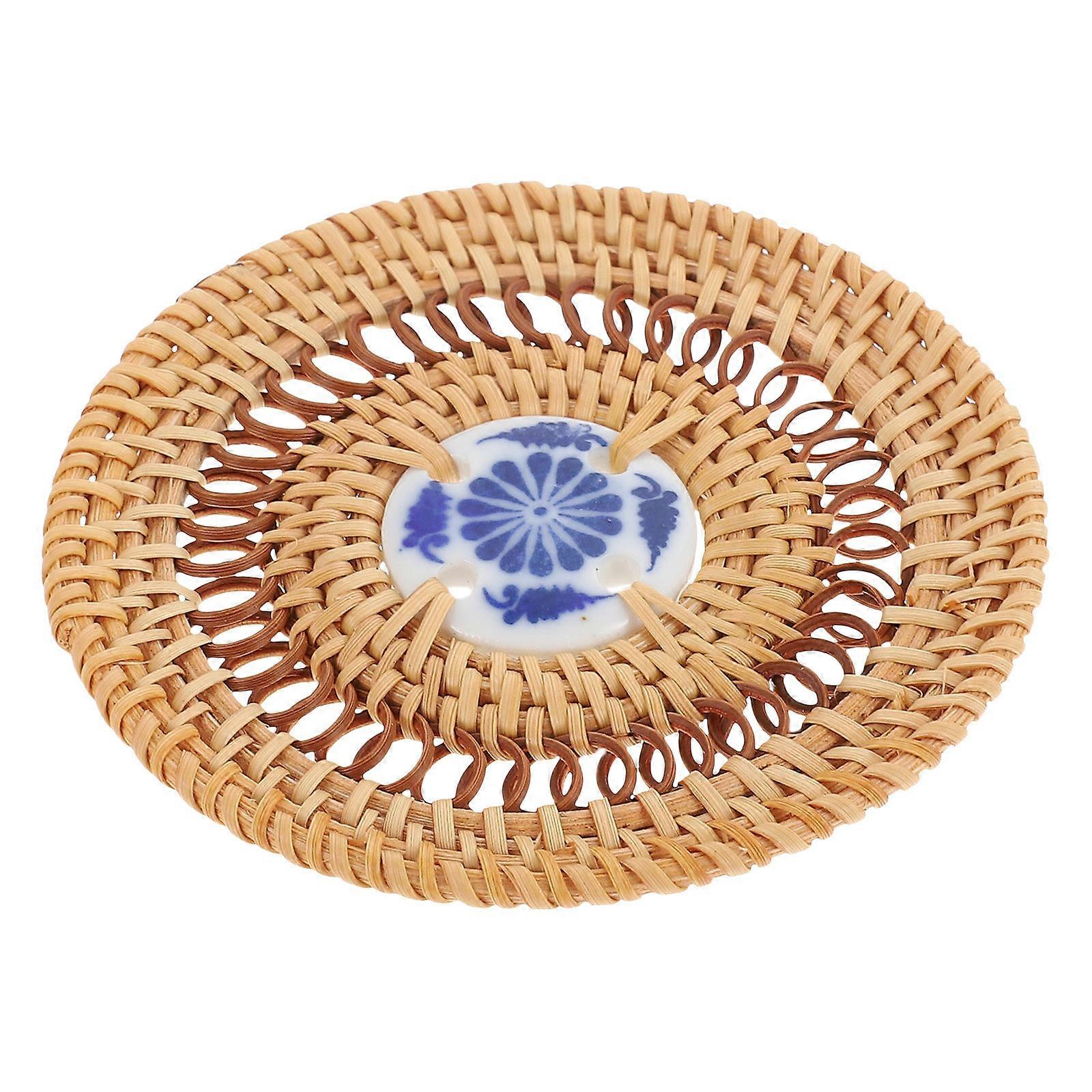 Square Rattan Insulated Table Mat For Hot Cups In Various Styles Suitable For Home Restaurant And Office 2Pcs