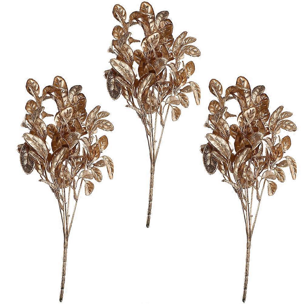 Christmas Tree Picks 12 Pcs Decorative Artificial Leaves For Xmas Tree Decoration Featuring Golden Color And Leaf Shaped Design