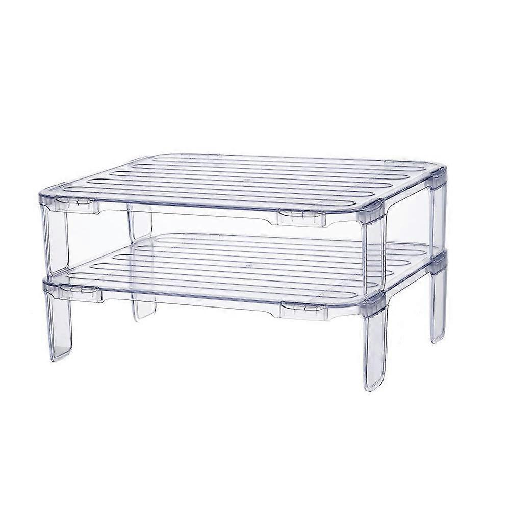 Refrigerator Storage Shelf Transparent Stackable Rack 2Pcs
