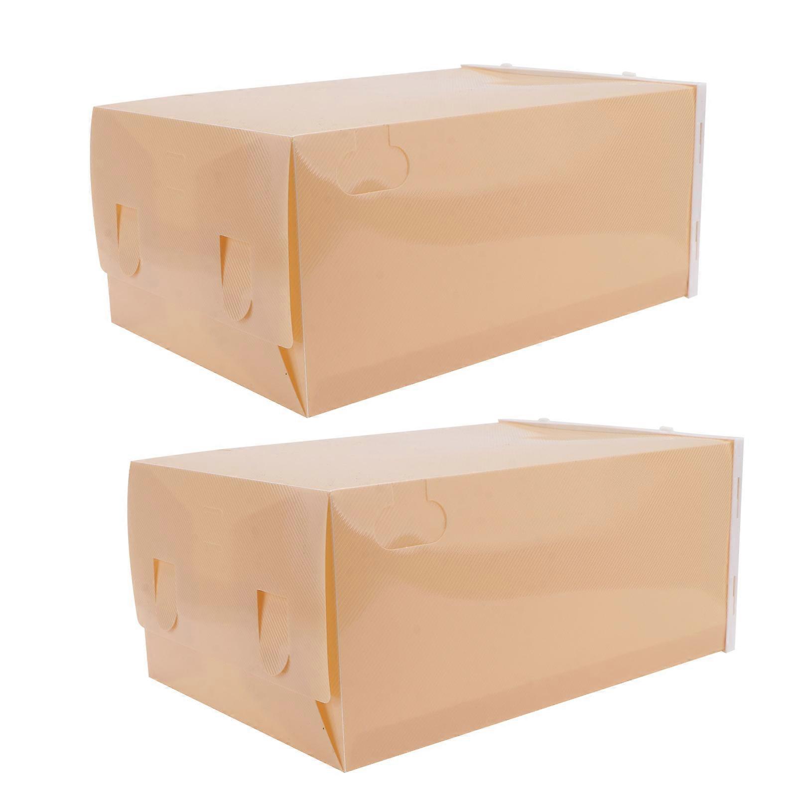 Storage Shoe Boxes 2Pcs Yellow Rectangular Simple Design For Household Home Organization Waterproof