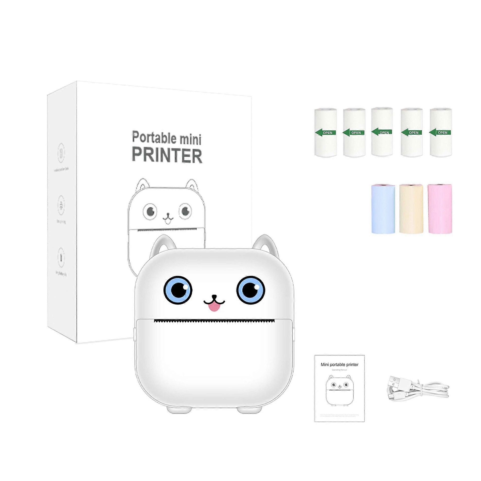 X15 Portable Bluetooth Thermal Printer White (5 Rolls of Stickers + 3 Rolls of Colored Paper)