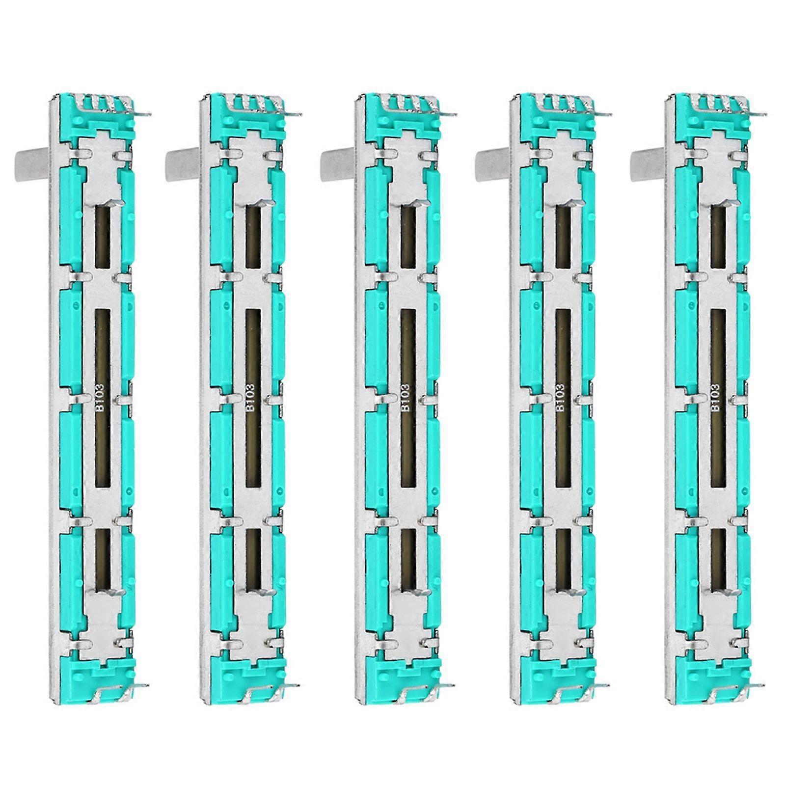 5 Stück Schiebepotentiometer B10K, Doppelkanal, gerader Schiebe-Mixer-Fader für mehrere Zwecke, B10K