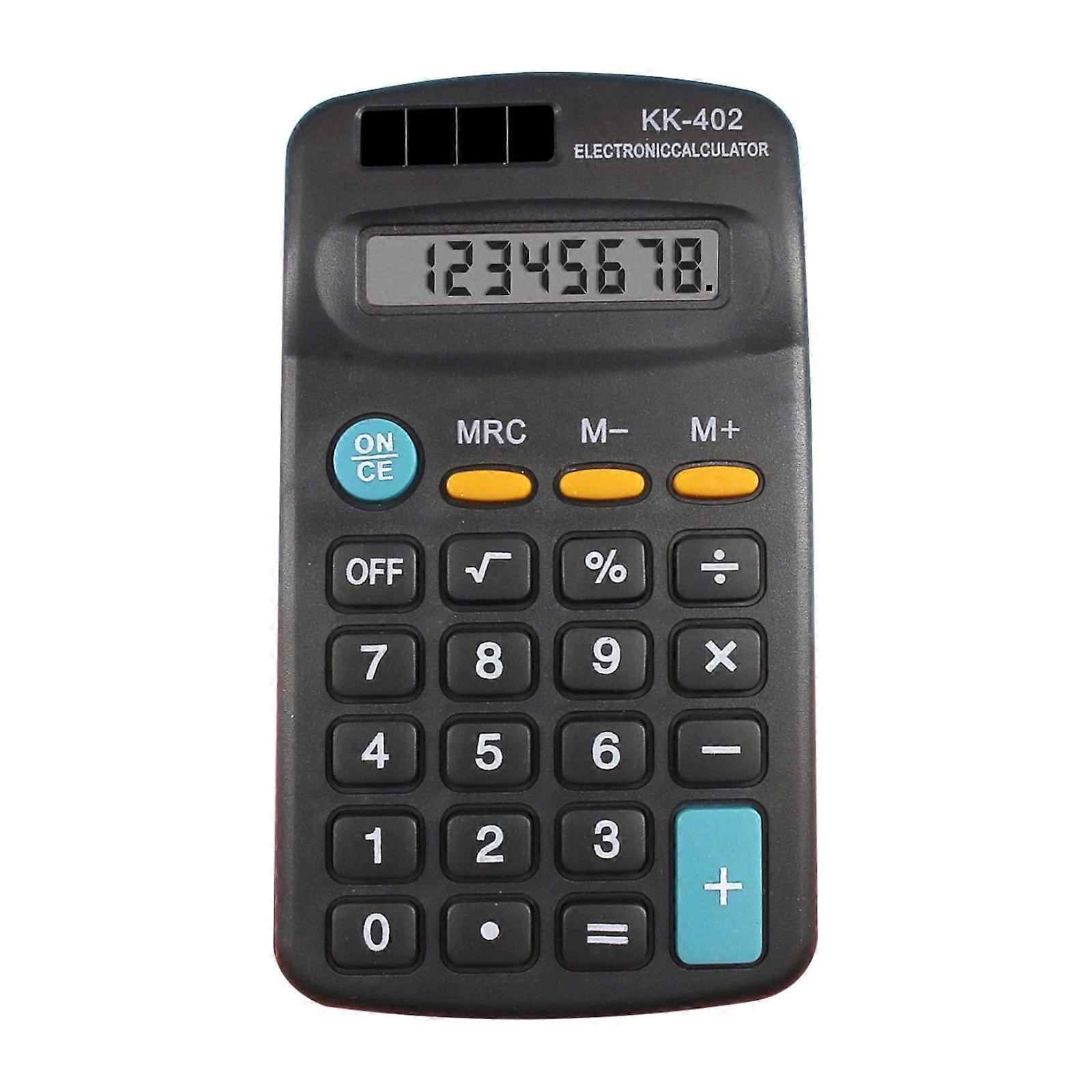 Mini 8-digit calculator, solar & battery powered, lightweight desktop design for students, kids. Compatible with school & home use.