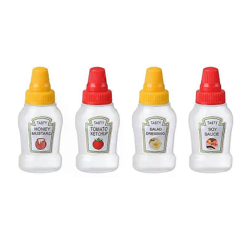 4/8pcs Mini Condiment Squeeze Bottles 25ml Honey/Ketchup/Soy Sauce/Salad Dressing Dispensers Lunchbox Squeezable Containers Jars