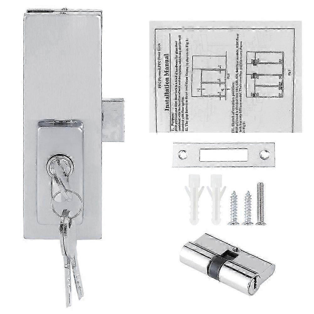 Glass Door AntiTheft Security Lock Stainless Steel Floor Lock for Glass Door Without Pivot Frame