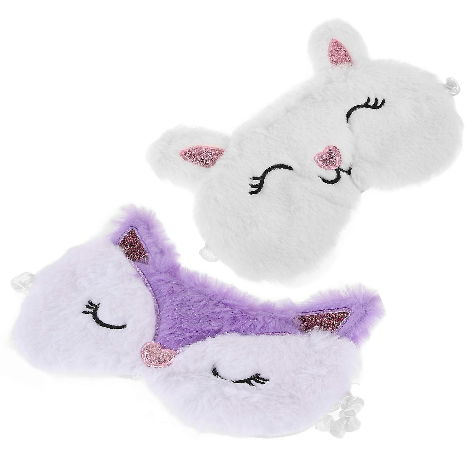 Rabbit Eye Mask Plush Blindfold for Sleeping 2Pcs Soft Assorted