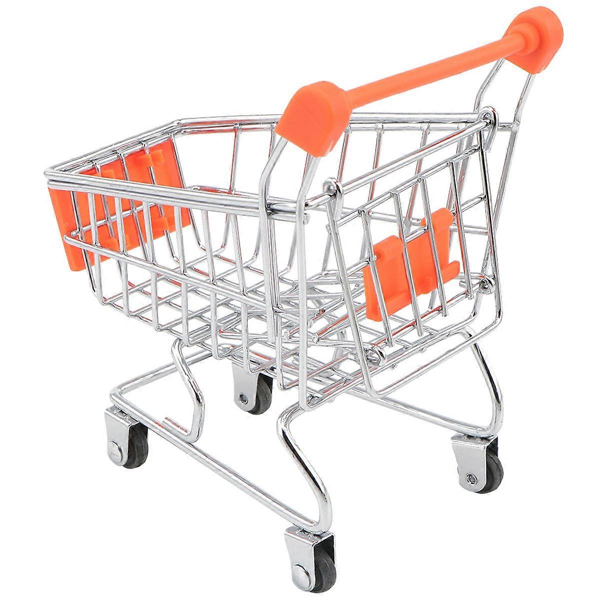 Mini Shopping Cart 1Pcs Silver for Children Pretend Play with Smooth Rolling