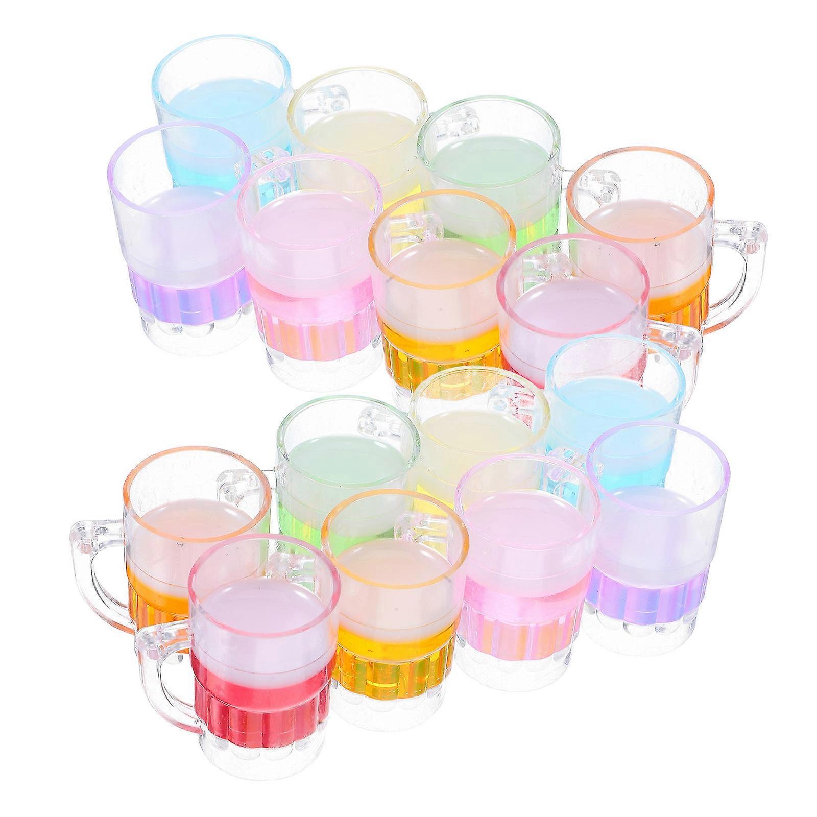 Assorted Color Miniature Beer Cup Plastic Models for Dollhouse 24Pcs