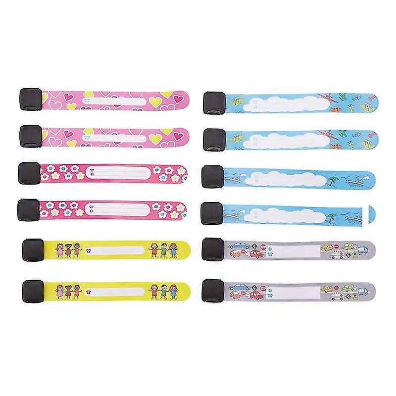 12pcs子供の安全IDリストバンド再利用可能な調節可能な防水識別ブレスレット