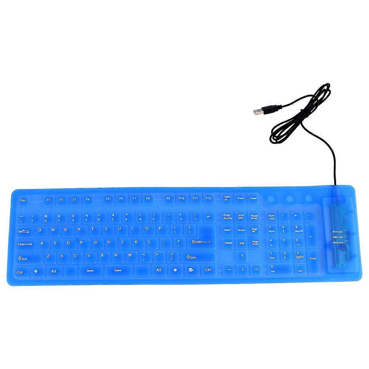 Roll Up Keyboard Computer Waterproof 109 Keys Silent USB Wired Keyboard