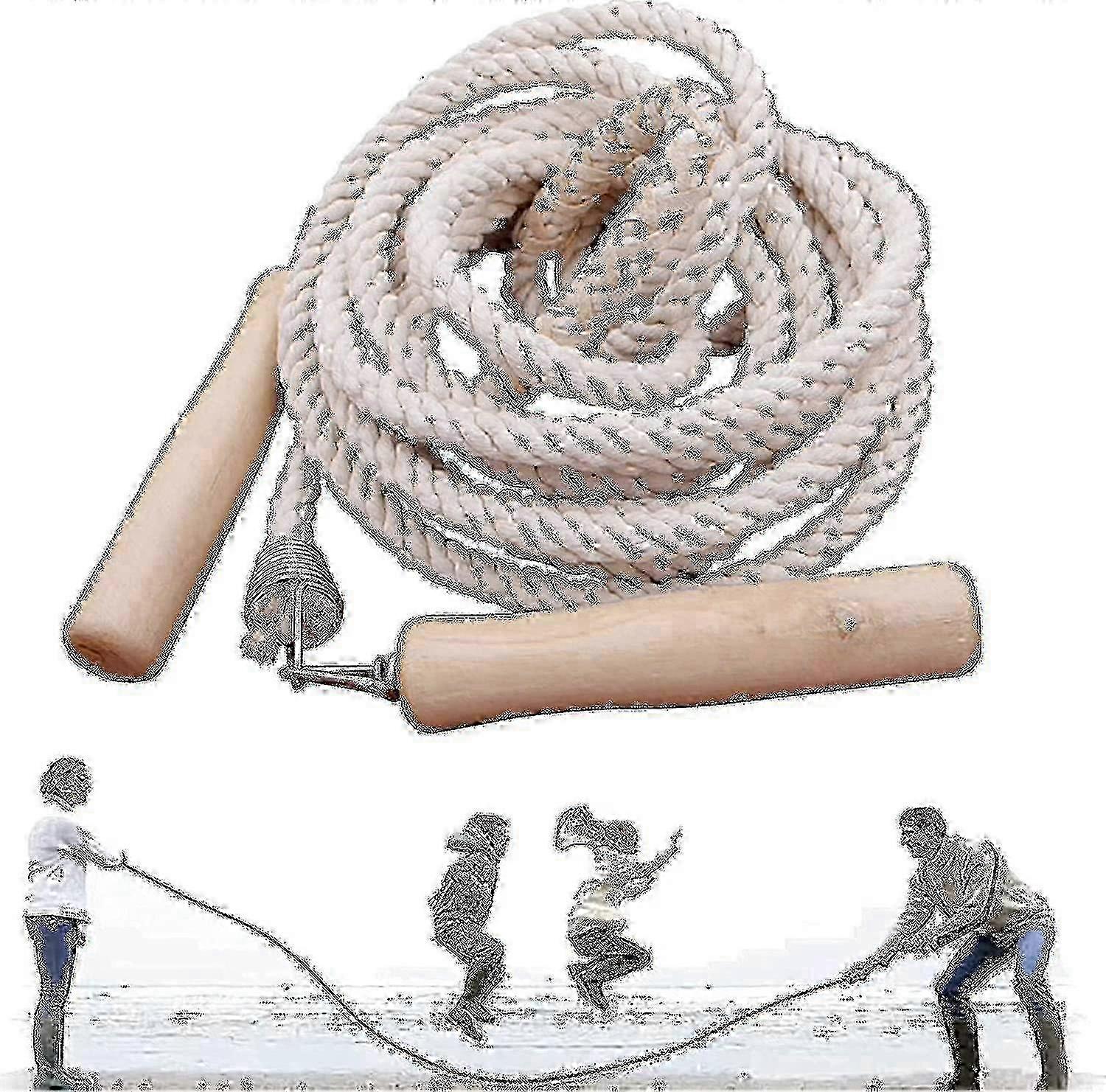 Wooden Handle Multiplayer Jump Rope 5m Long Ideal for Team Group Double Dutch Skipping miao8
