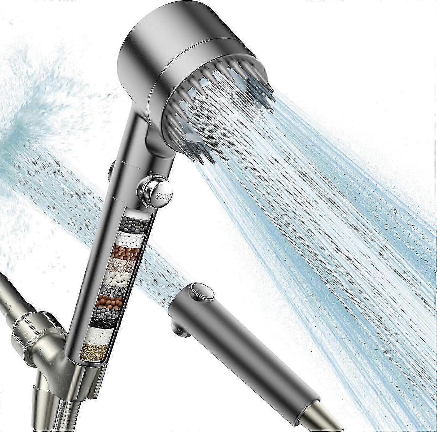 Filtered Shower Head with Handheld,High Pressure Water Flow and Multiple Spray Modes Shower Head with Filter,Power Wash for Hard Water,Shower miao8