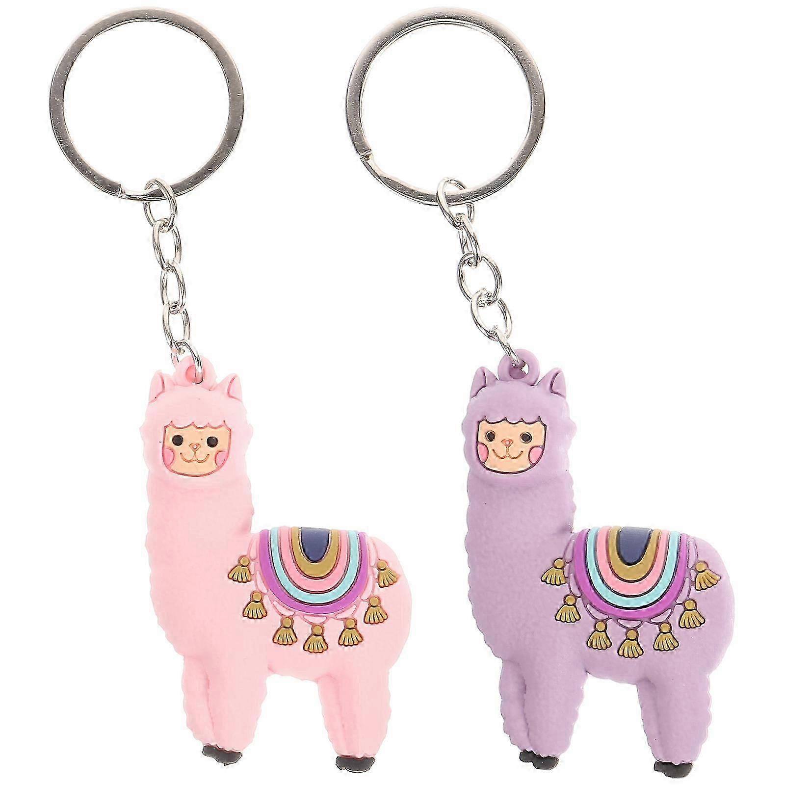 2Pcs Alpaca Key Chain Key Pendant Decoration Key Chain Cartoon Key Pendant