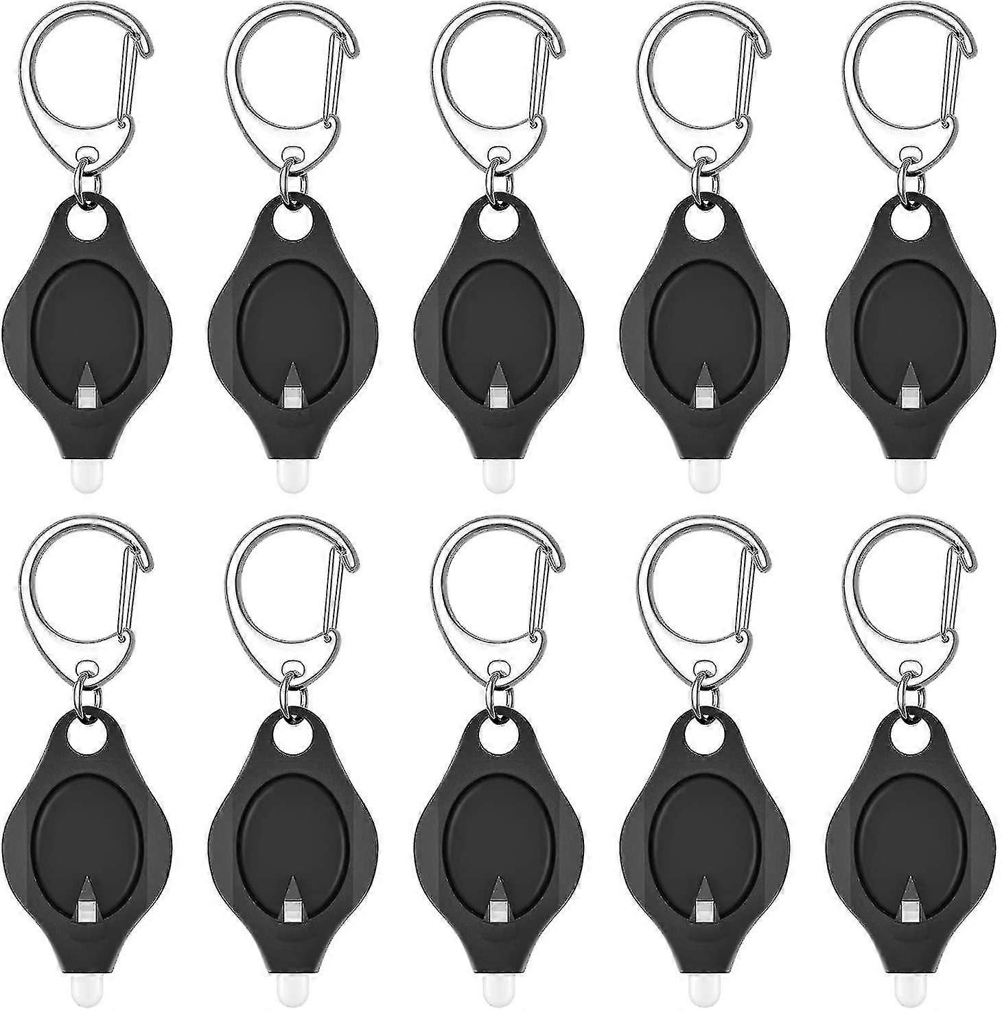 10 Pack Mini Keychain Flashlight Ultra Bright Led Key Ring Light Torch, Black