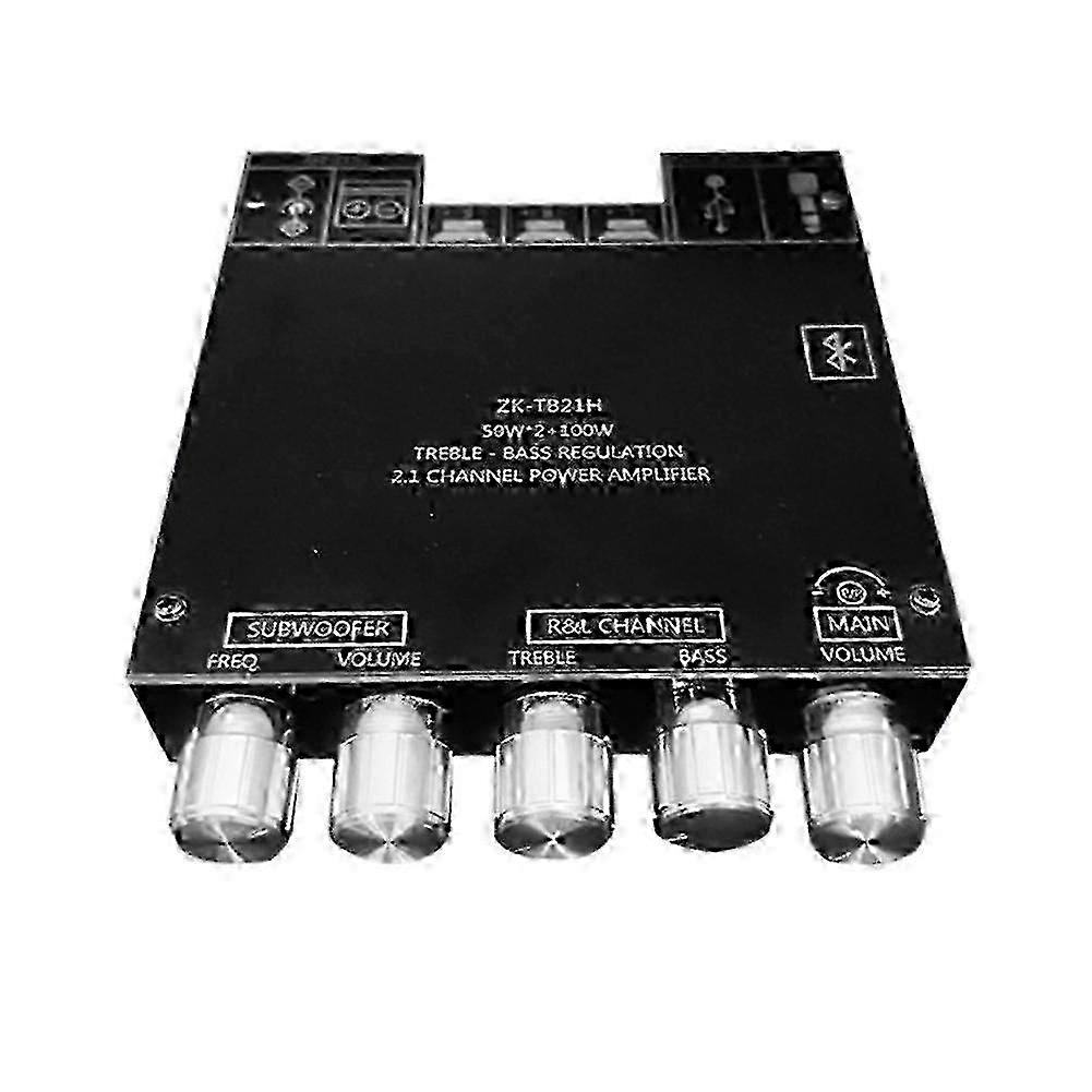TB21H 2.1-Kanal-Subwoofer-Verstärkerplatine - 2X50W + 100W Digital AUX Audio mit 12V-24V Netzteil und blauer Stereoqualität