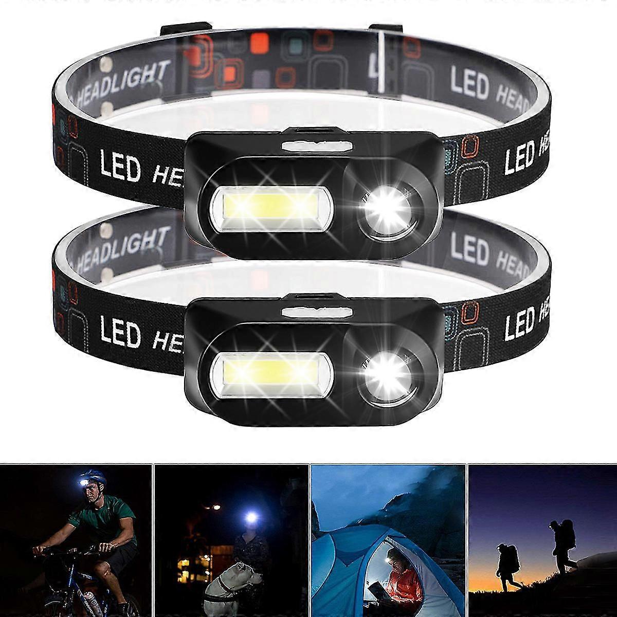 2 Pack LED Rechargeable Headlamp, 6 Lighting Modes,Waterproof, Adjustable and Comfortable,Bright Headl
