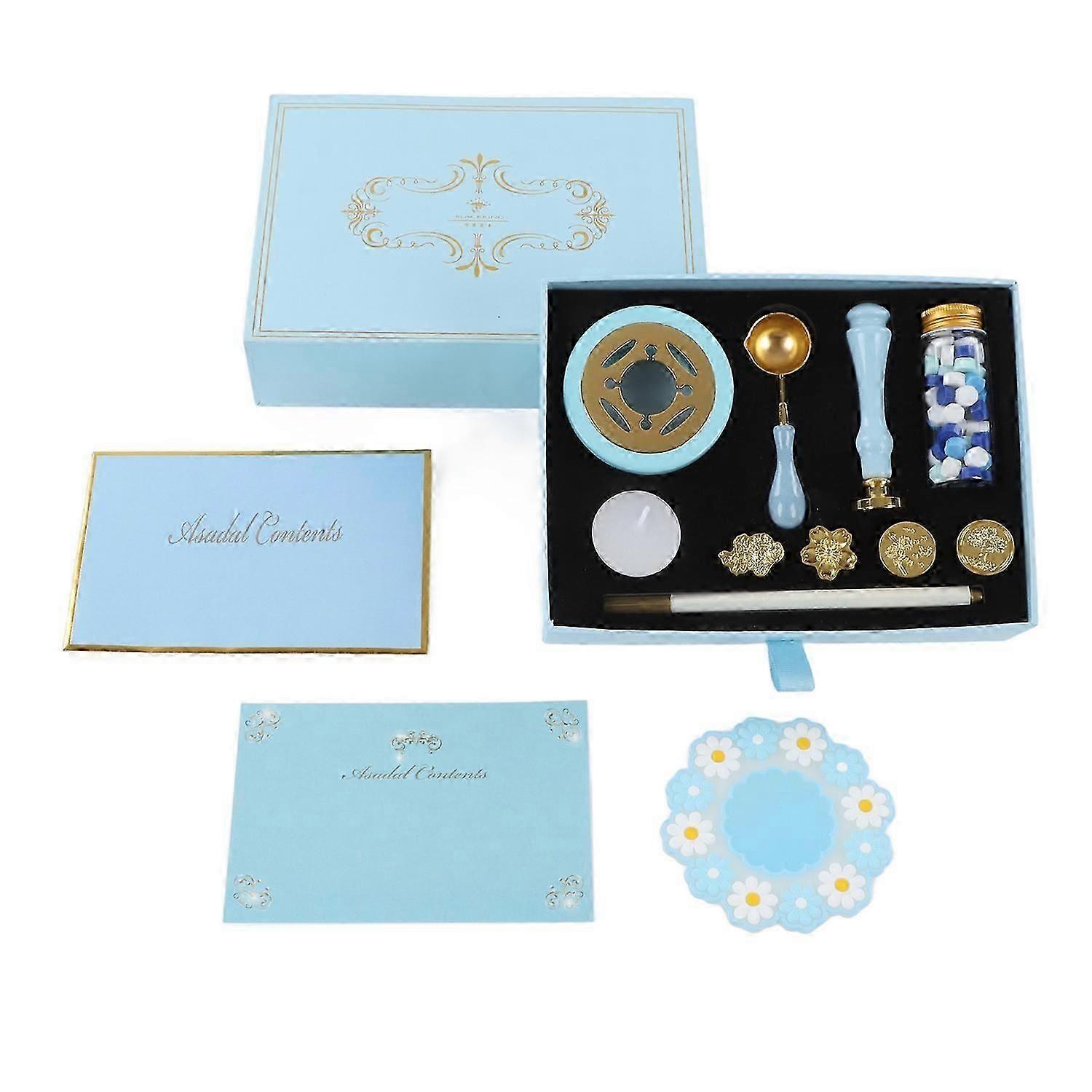 Wax Sealing Stamp Set Retro Exquisite Multicolor Fire Paint Wax Replaceable Stamps Set for Envelope