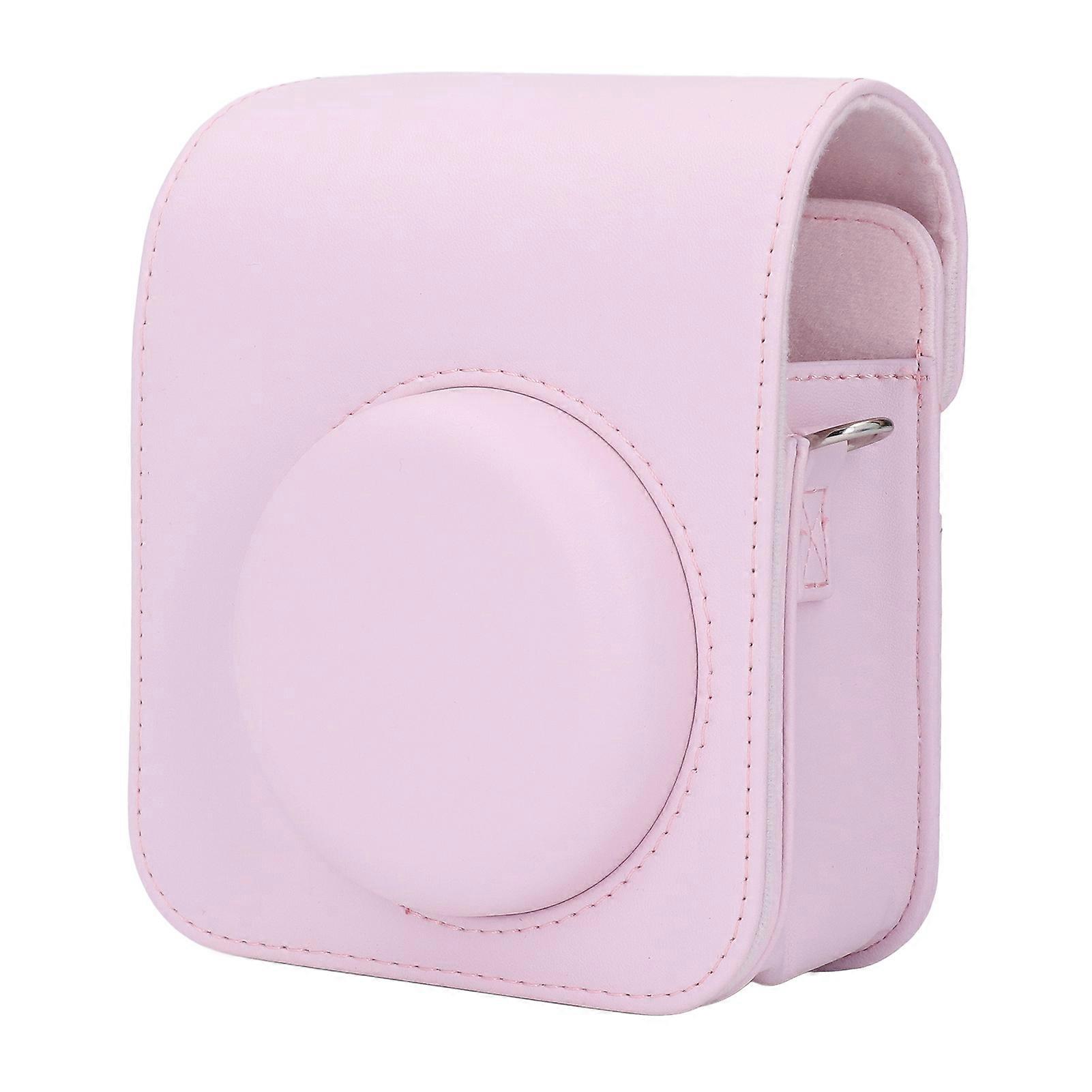 Instant Camera Case Portable Protective Storage Retro PU Leather Bag for Mini12 Photography Pink 