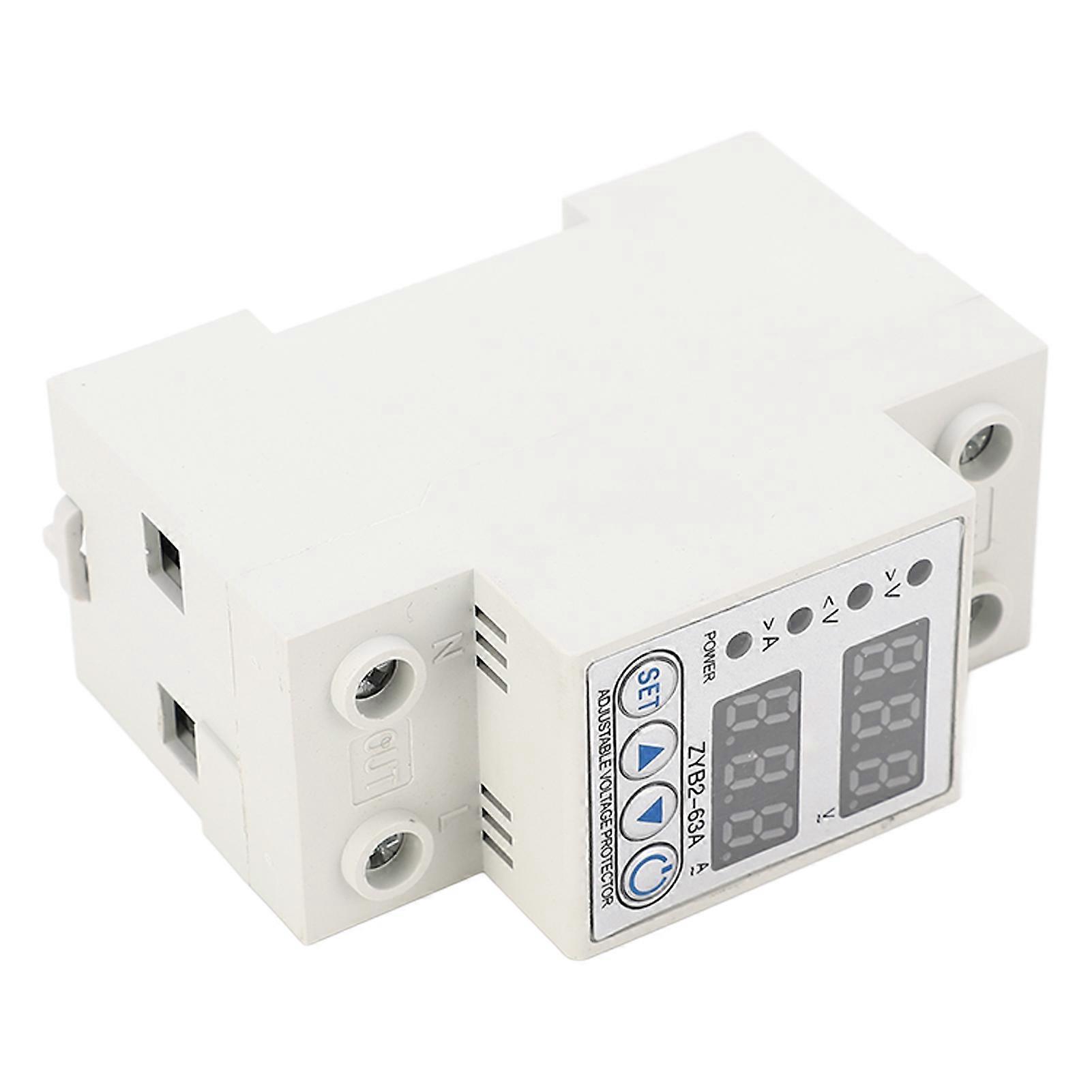 Voltage Current Protector Auto Reset Digital Display Over Under Voltage Protective Device for Home Hotel 2P 220V AC 63A