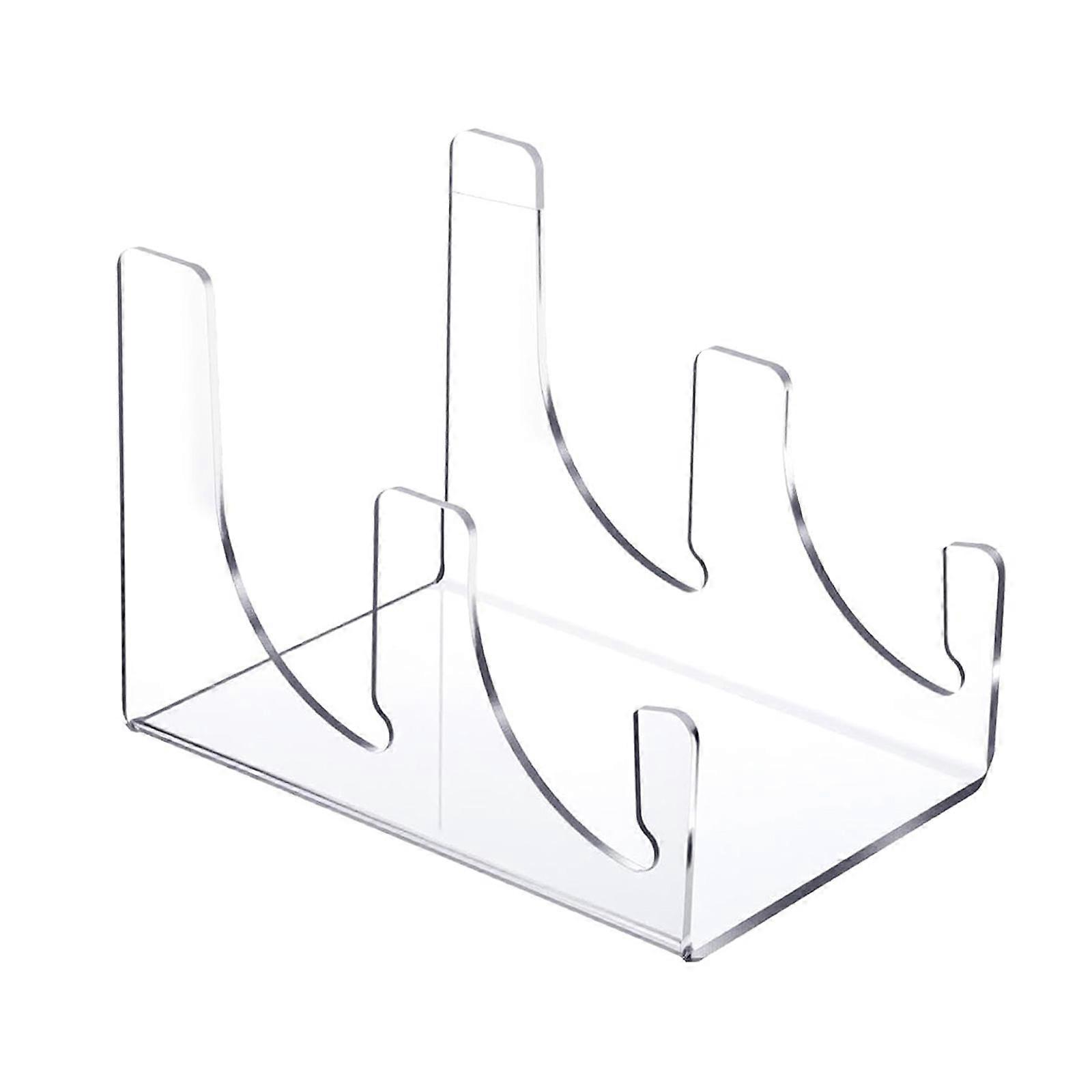 Double Layer Acrylic Plate Display Stand with Nonslip Base Clear Dish Rack Holder for Kitchen Dining Multicolor