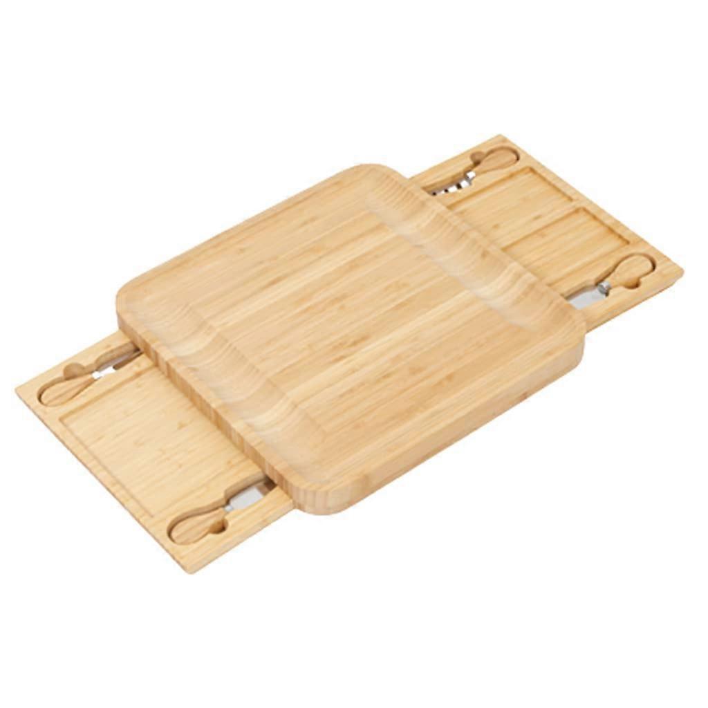 Bamboo Cheese Board Set with Knives for Charcuterie, Serving Platter for Parties and Entertaining