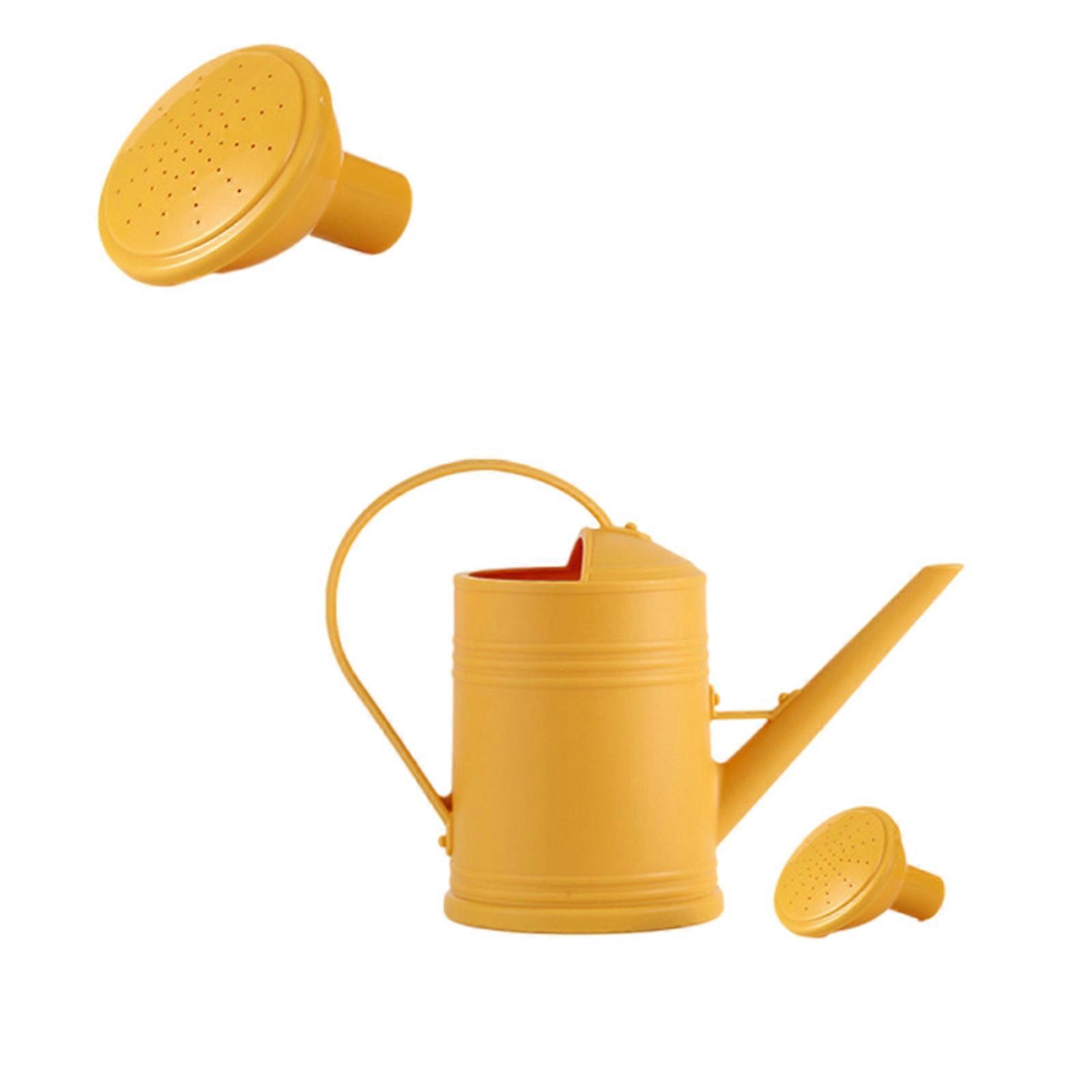2 Liter Multipurpose Watering Container Adjustable Flows Spout Removable Sprayer Nozzle Comfort Handle For Balcony Plant  Yellow