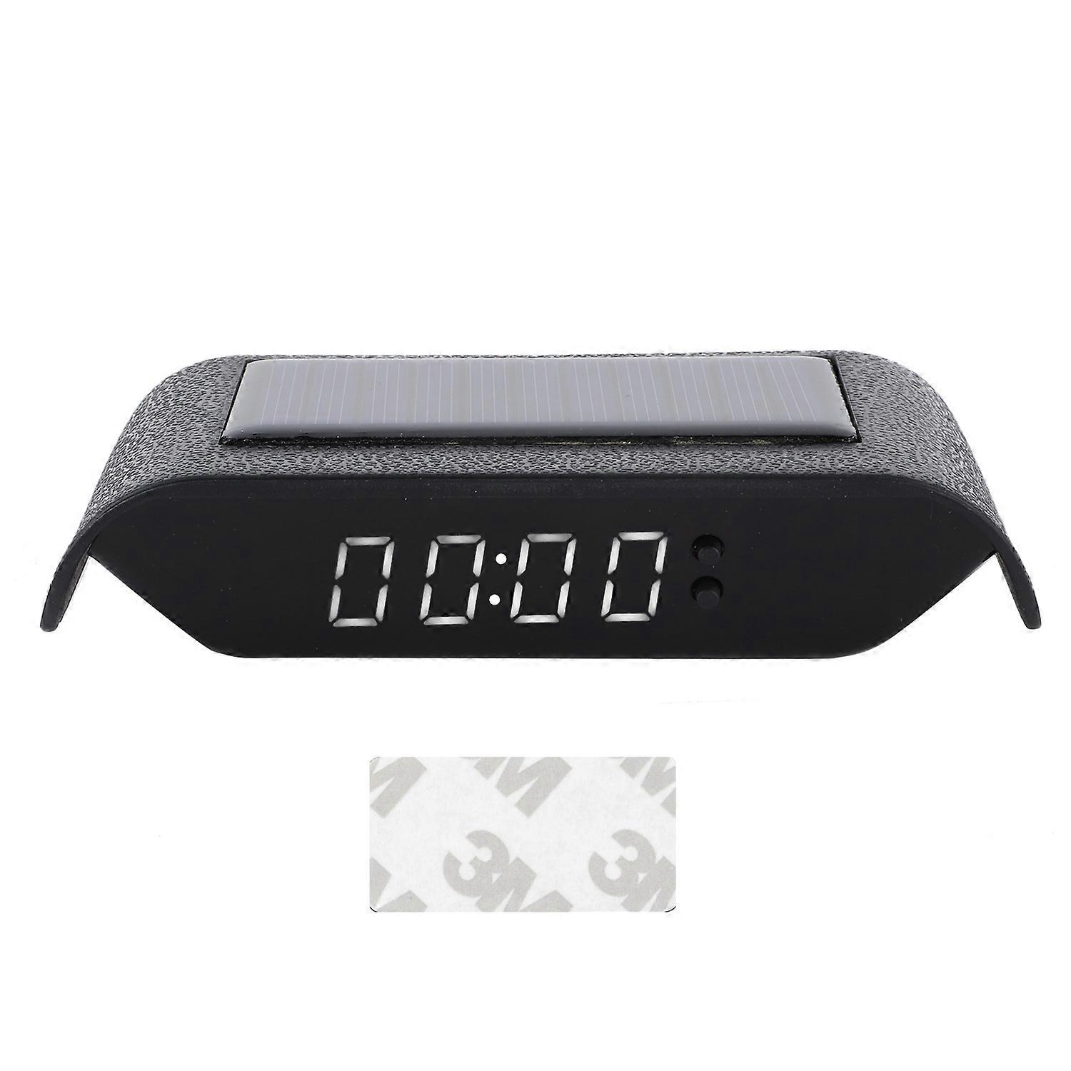 Car Digital Clock Auto Truck Solar Powered Time Date Temperature LCD Display Wiring FreeWhite Light