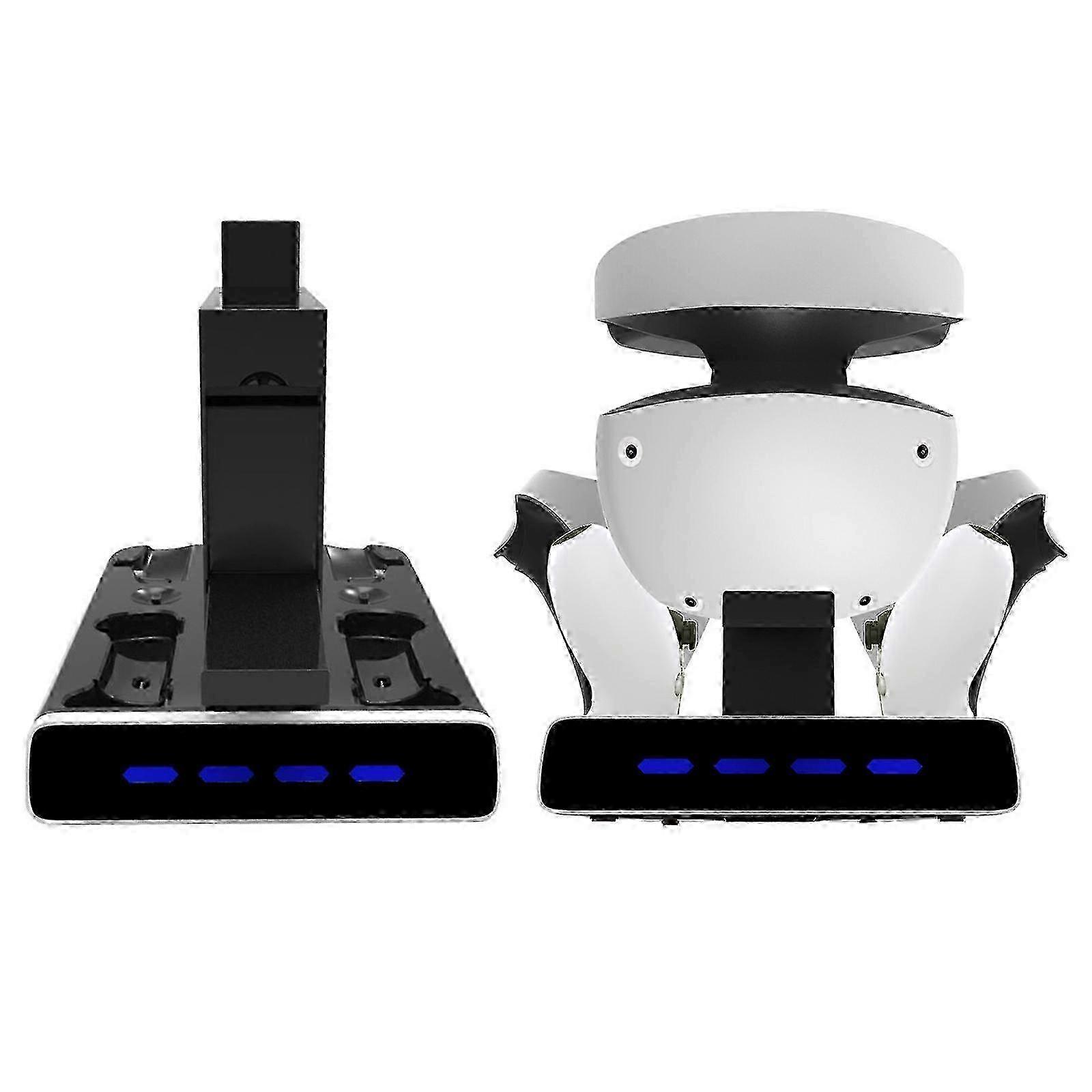 5-in-1 Charging Station Stand for PS VR2 and PS5 Controller Charging Dock Station with VR Headset Stand, Charging Base Stand with LED Indicators