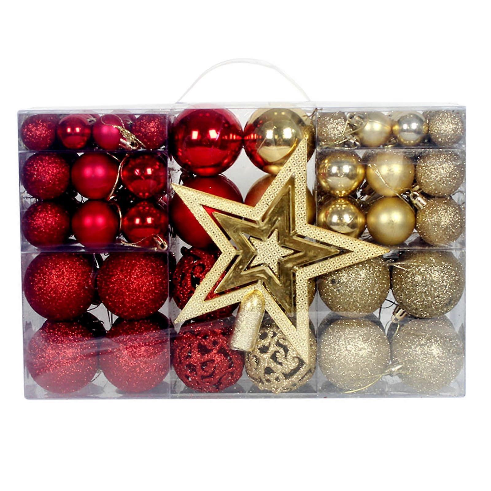 101PCS Christmas Ball Ornaments Set, Multiple Styles for Tree & Party Decor, Holiday Ornament Kit Compatible with Xmas Trees