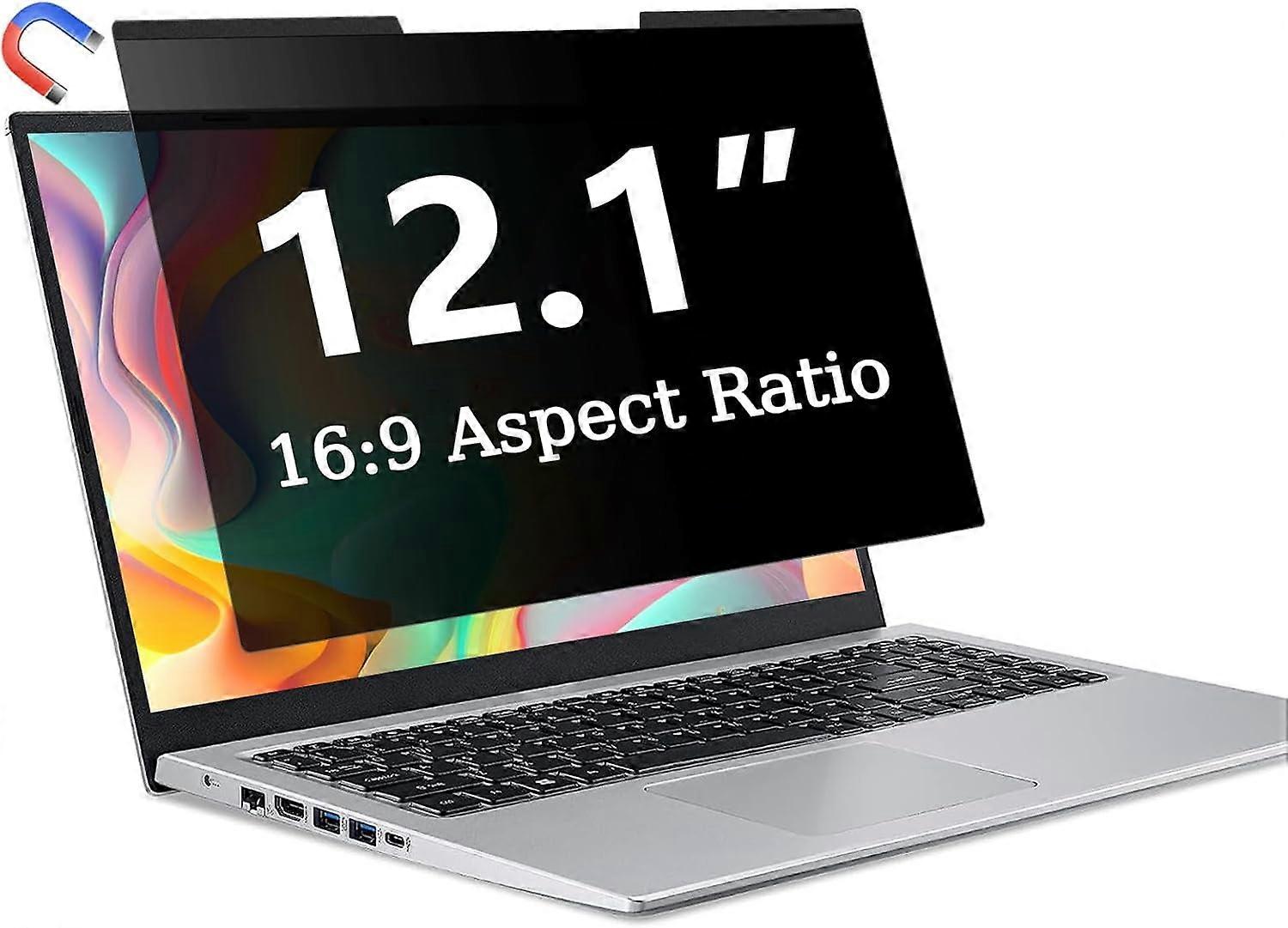 Magnetic 12.1 Inch Laptop Privacy Screen Filter, for Removable & Reusable 16:9 Widescreen Display Laptop Privacy