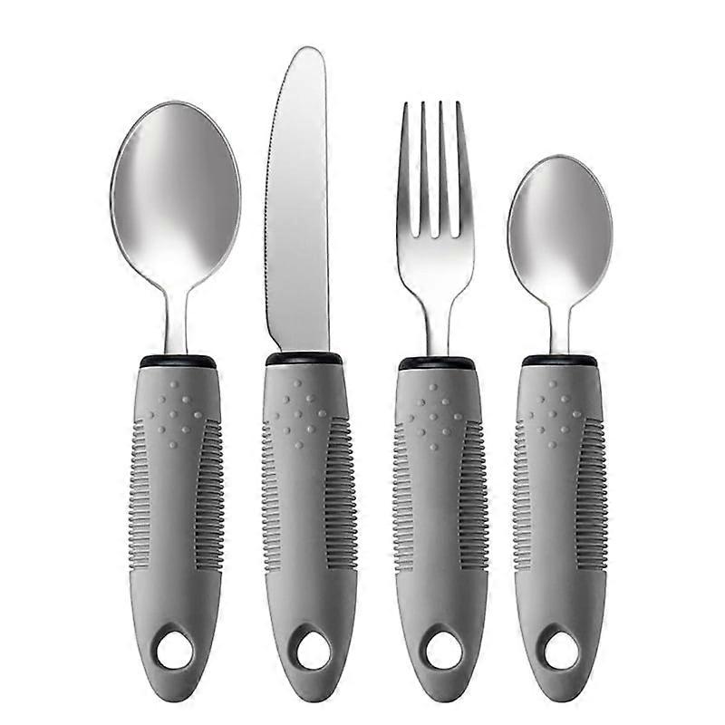 Adaptive Utensils Set, Adaptive Utensils 4pcs for Hand Tremors,Elderly, Arthritis,Parkinsons-Built Up Utensils