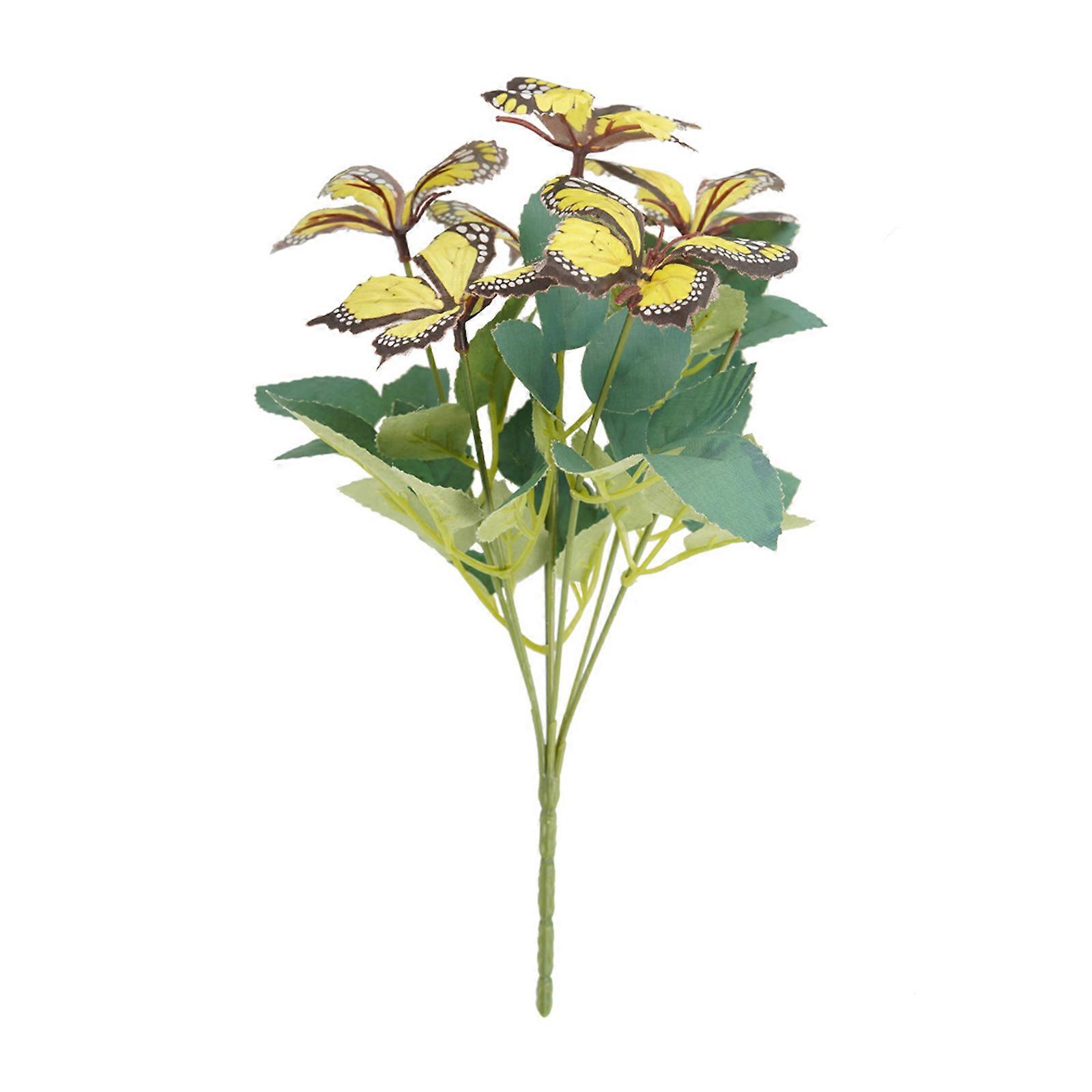 Realistic Multicolored Butterfly Artificial Floral Stem User Friendly Plastic Materials For Home Office Table Decorative Arrangements  Yellow