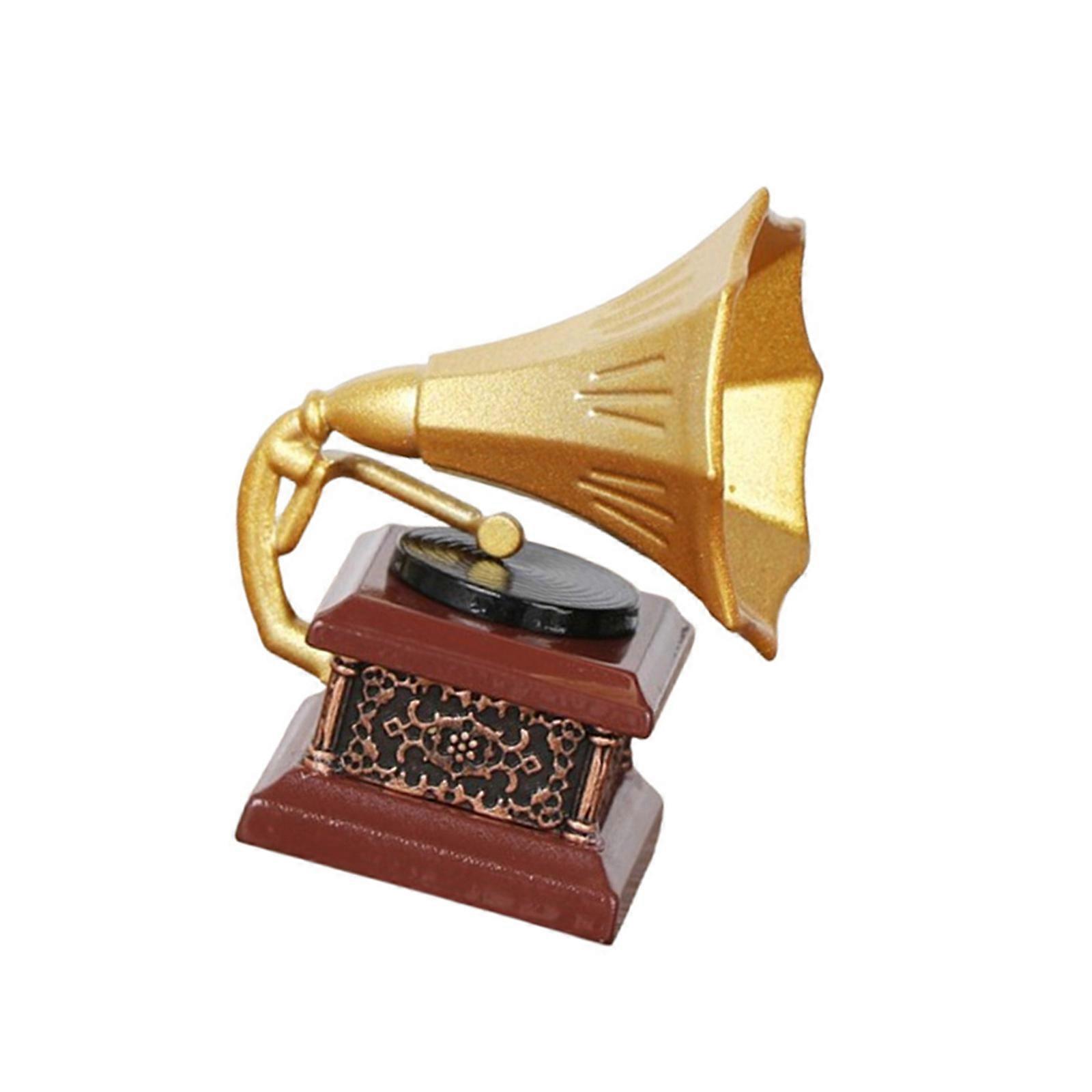 Record Player Miniature Gramophone Dollhouses Accessory Perfect for Retro Enthusiasts and Unique Home Decors Multicolor