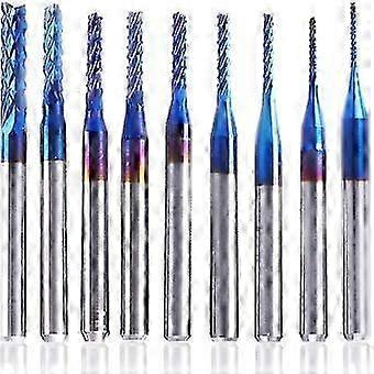 10-piece Nano Blue Coat End Mill Cnc Router With 1/8 "shank
