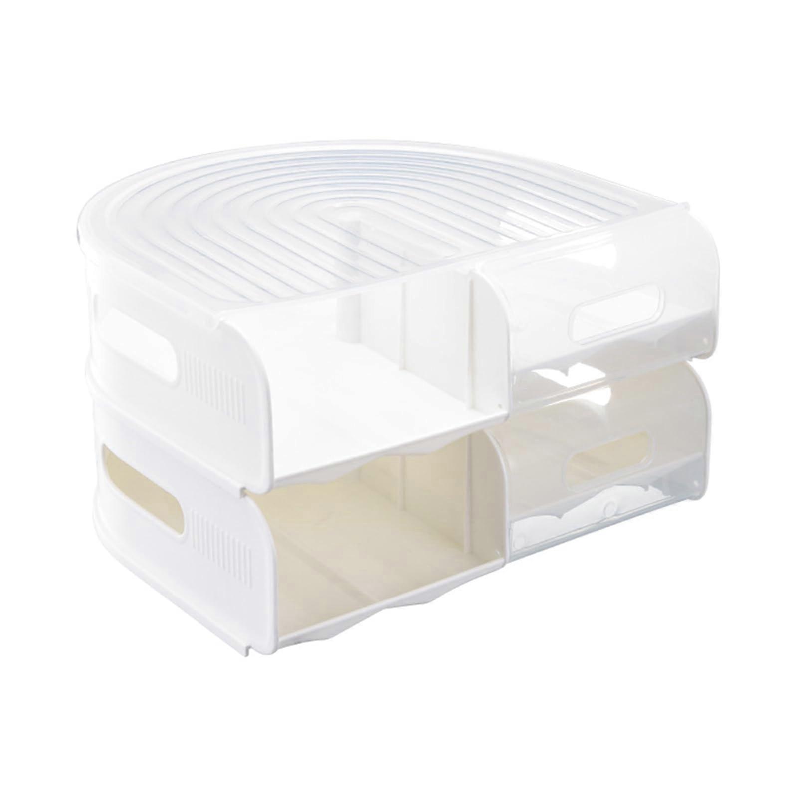 Egg Storage Container 2 Layer Roll Out Design Clear Refrigerator Organizer for Kitchen