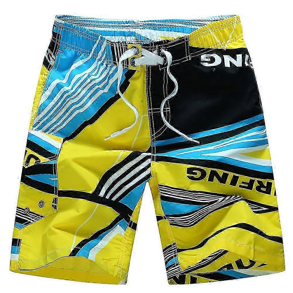 Men Plus Size Summer Beach Shorts Pants Color Block Drawstring Swimming Trunks