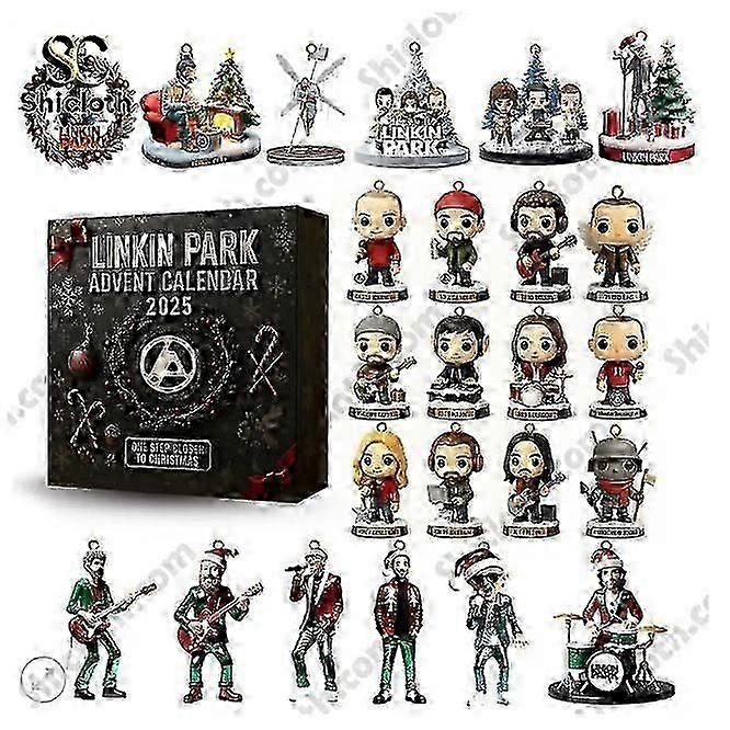 Linkin Park Themed Advent Calendar Blind Box with Festive Acrylic Tree Decoration Pendants