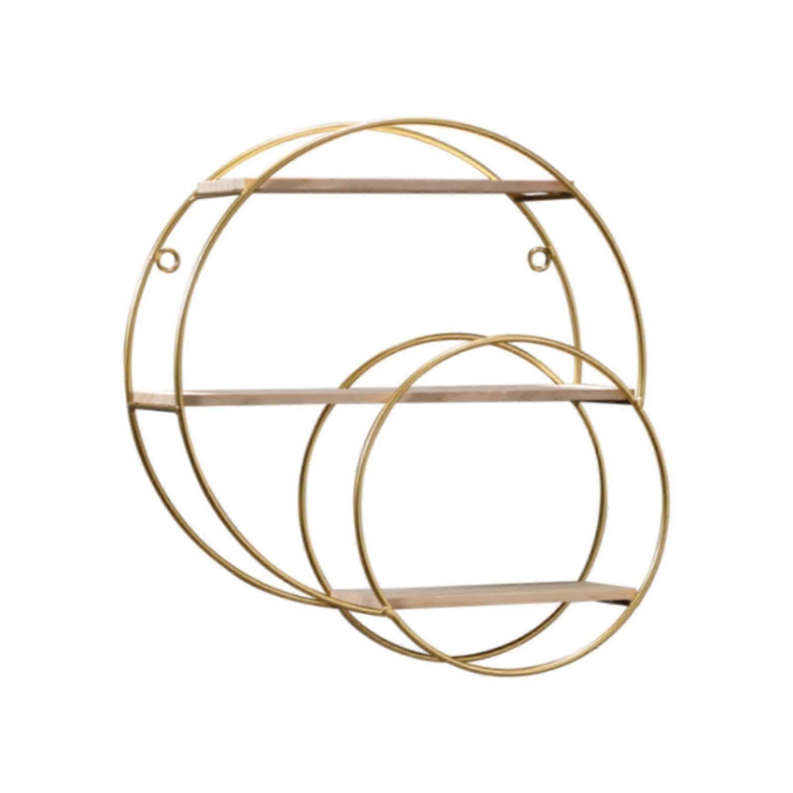 Metal 3 Tier Wall Hanging Shelf for Photos and Books, Space Saving Double Circle Design, Decorative Wall Mounted Display