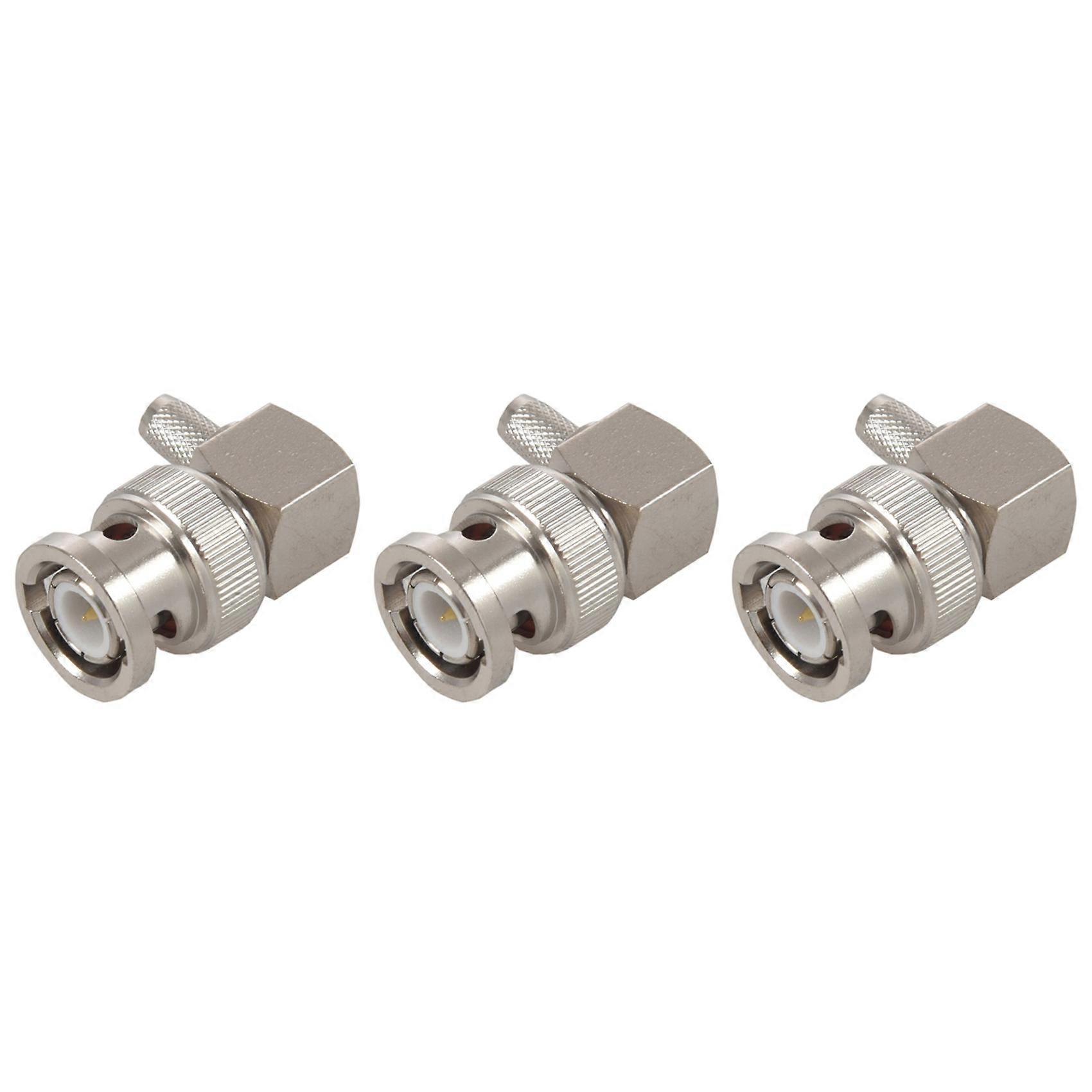 3X BNC Male Plug Right Angle Crimp for RG58 RG400 RFC195 Coax Adapter Connector,Silver